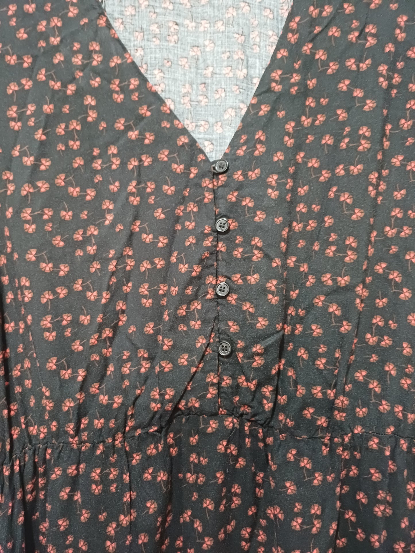 Papaya Black Floral Tiered Midi Dress Size 14 20" PTP - Very Good Condition