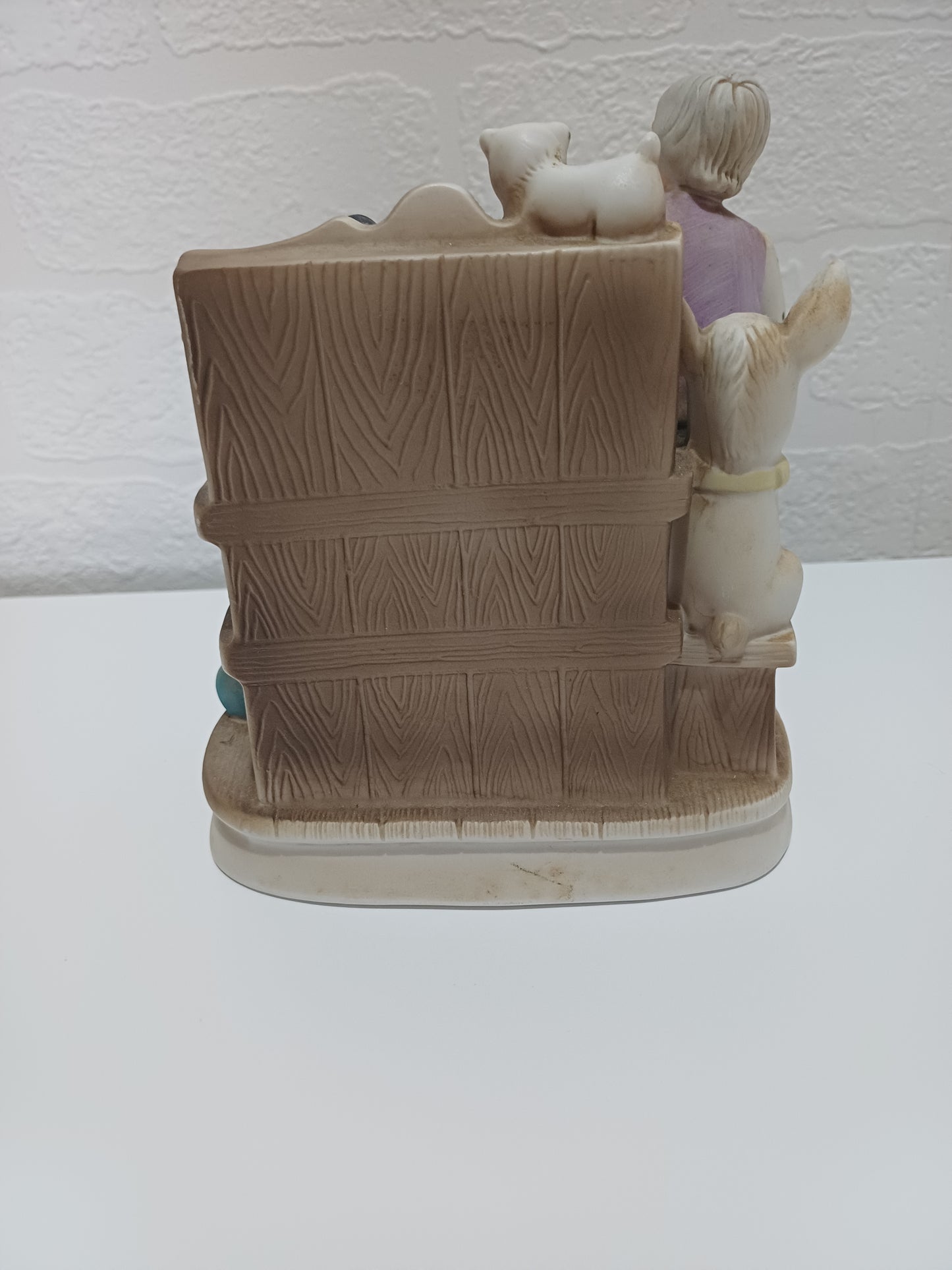 Vintage Style Ceramic Figurine Toy Shop Scene Hand Painted 6.5" High - Very Good Condition