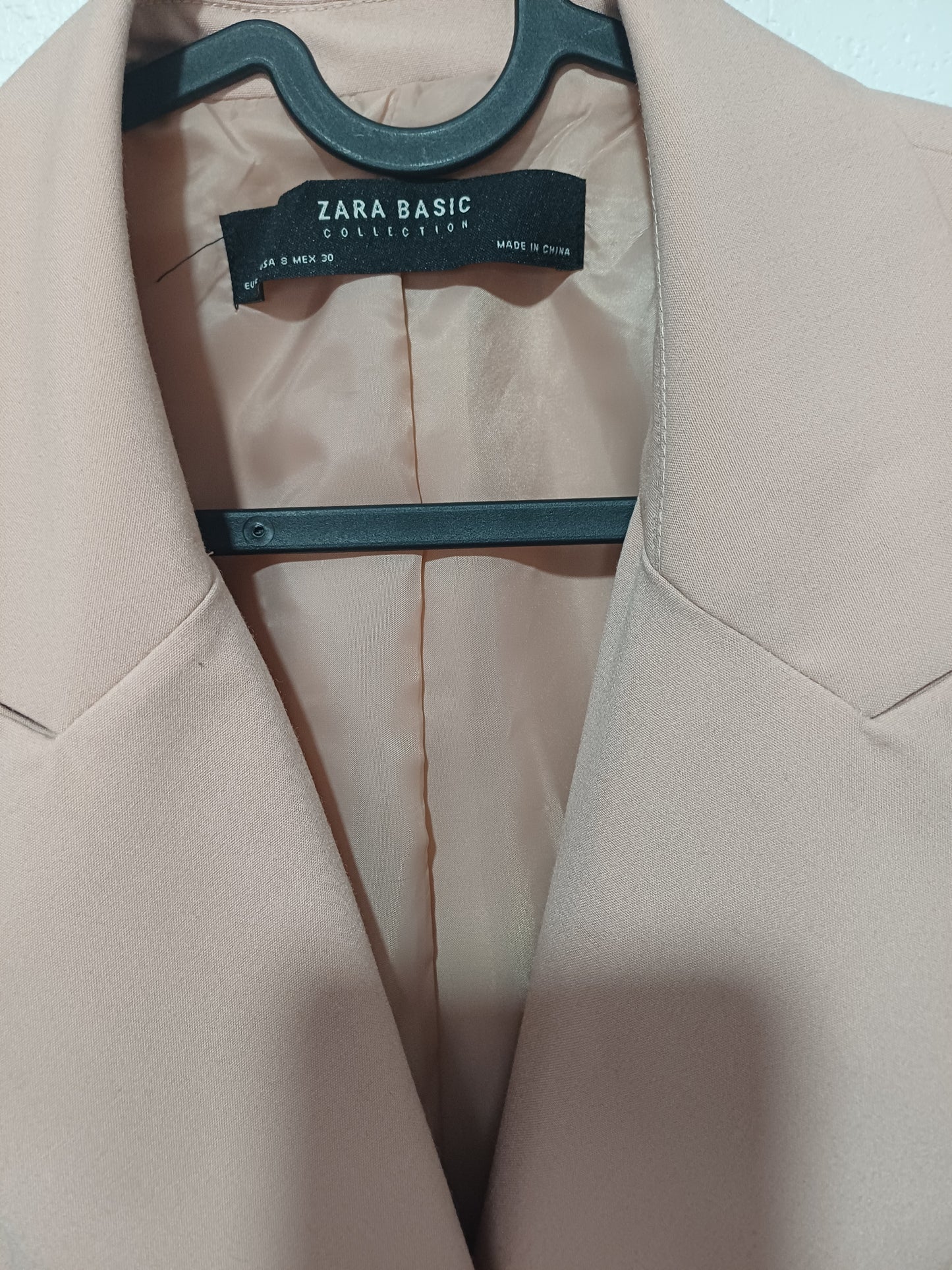 Zara Blush Pink Double Breasted Blazer Jacket EU40/UK12 18" PTP - Very Good Condition