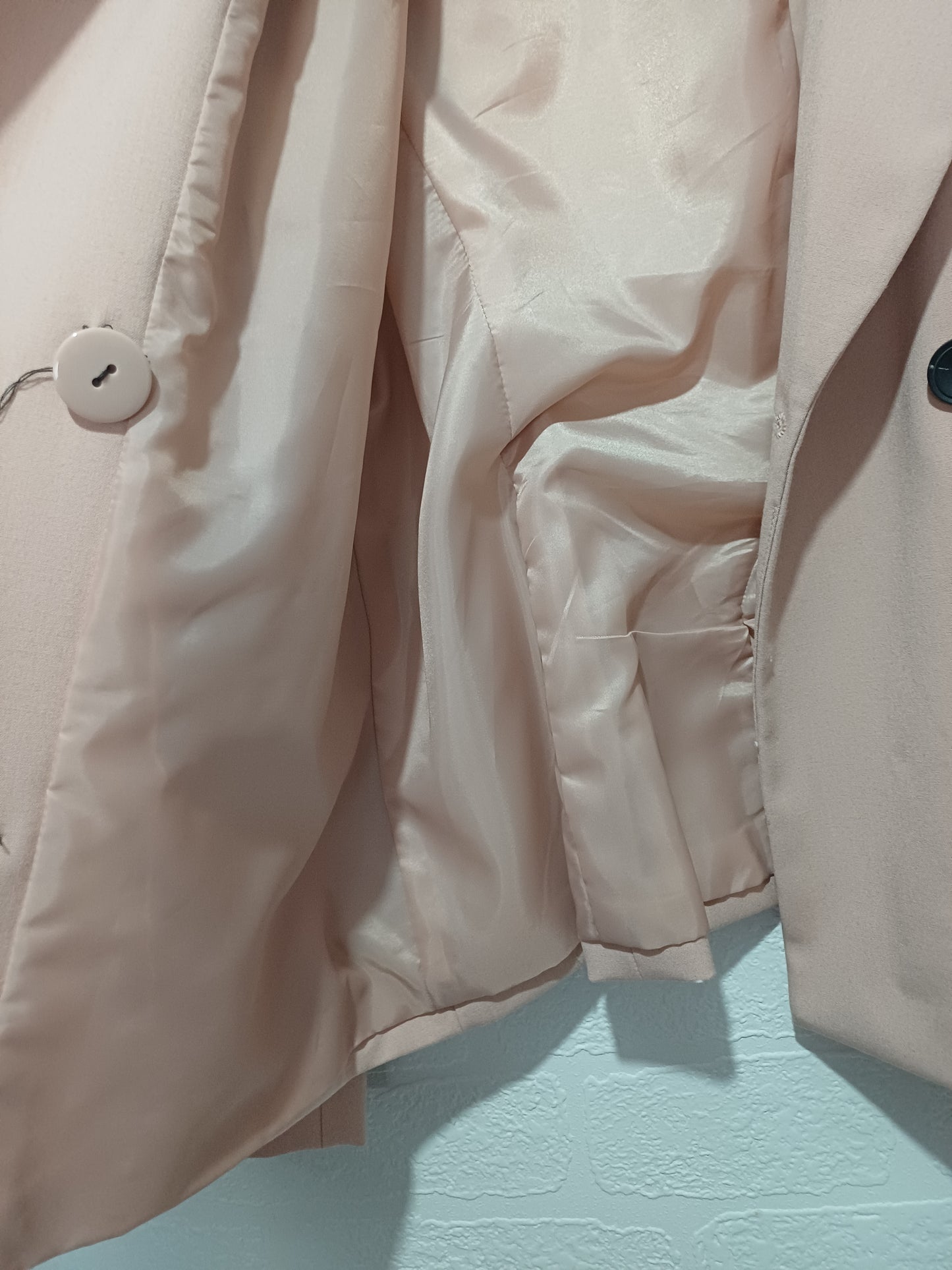 Zara Blush Pink Double Breasted Blazer Jacket EU40/UK12 18" PTP - Very Good Condition