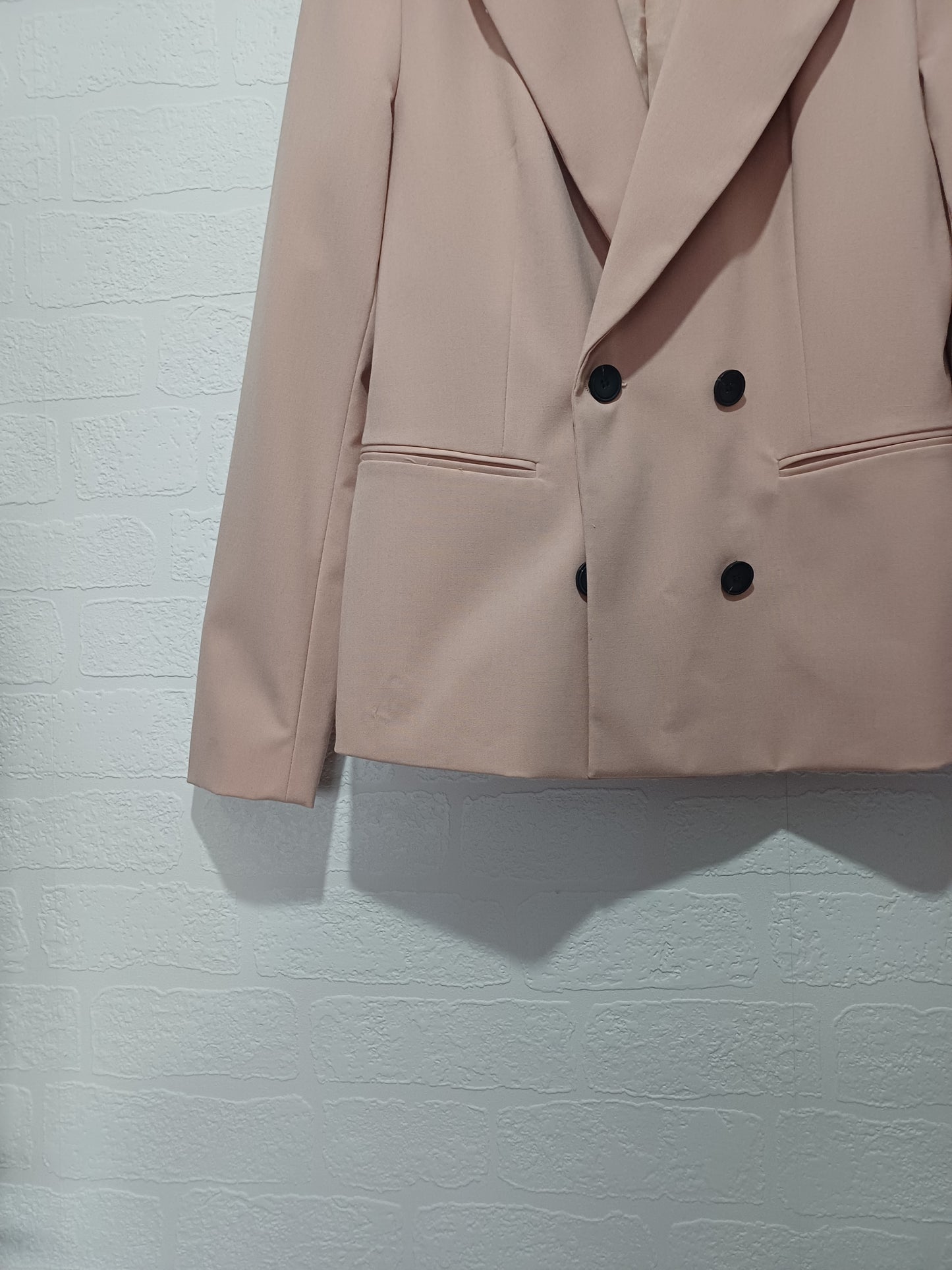 Zara Blush Pink Double Breasted Blazer Jacket EU40/UK12 18" PTP - Very Good Condition