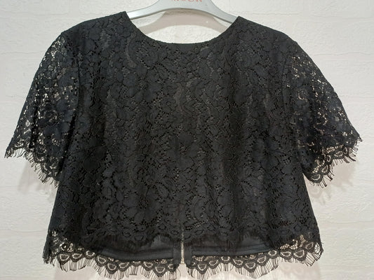Boohoo Black Lace Crop Top Size 10 17" PTP - Brand New With Tags