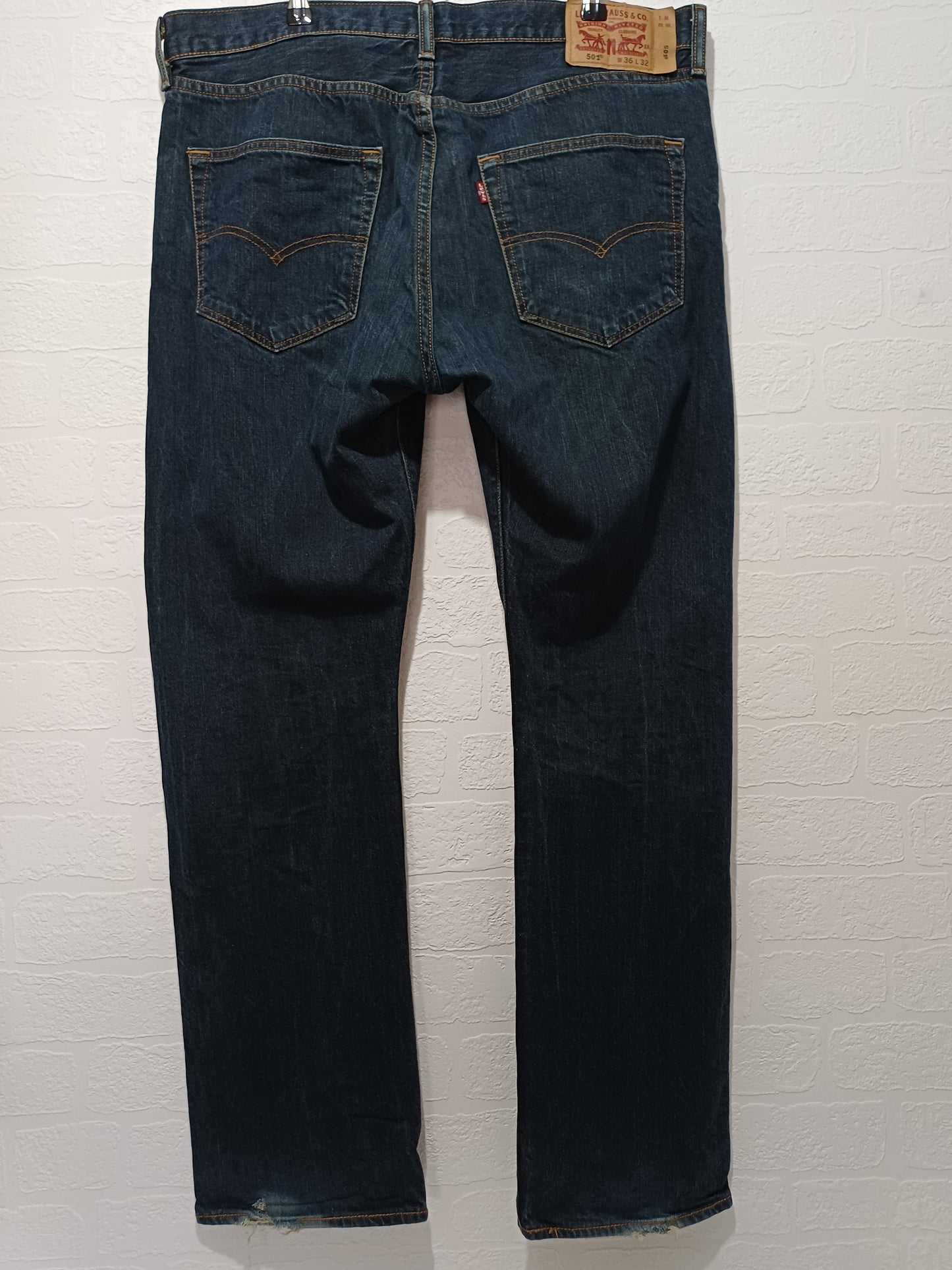 Levi's Navy Blue 501 Straight Leg Denim Jeans W38 L31 - Very Good Condition