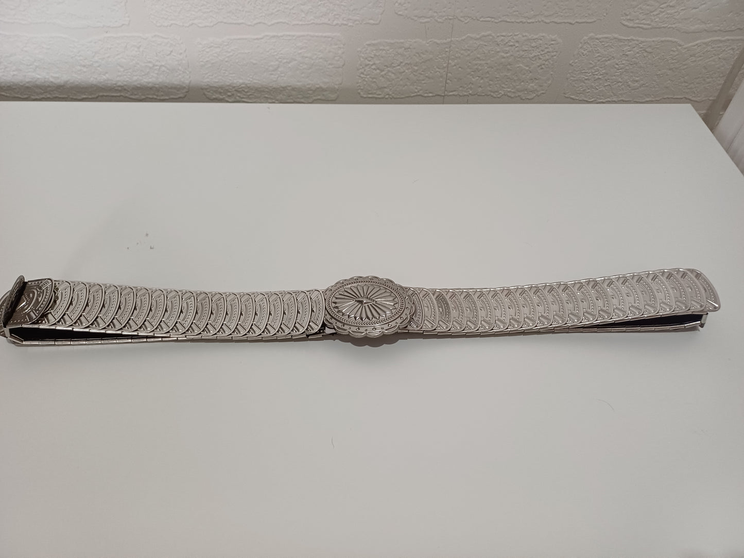 Women's Silver Tone Concho Stretch Belt Western Boho 31" - Good Condition