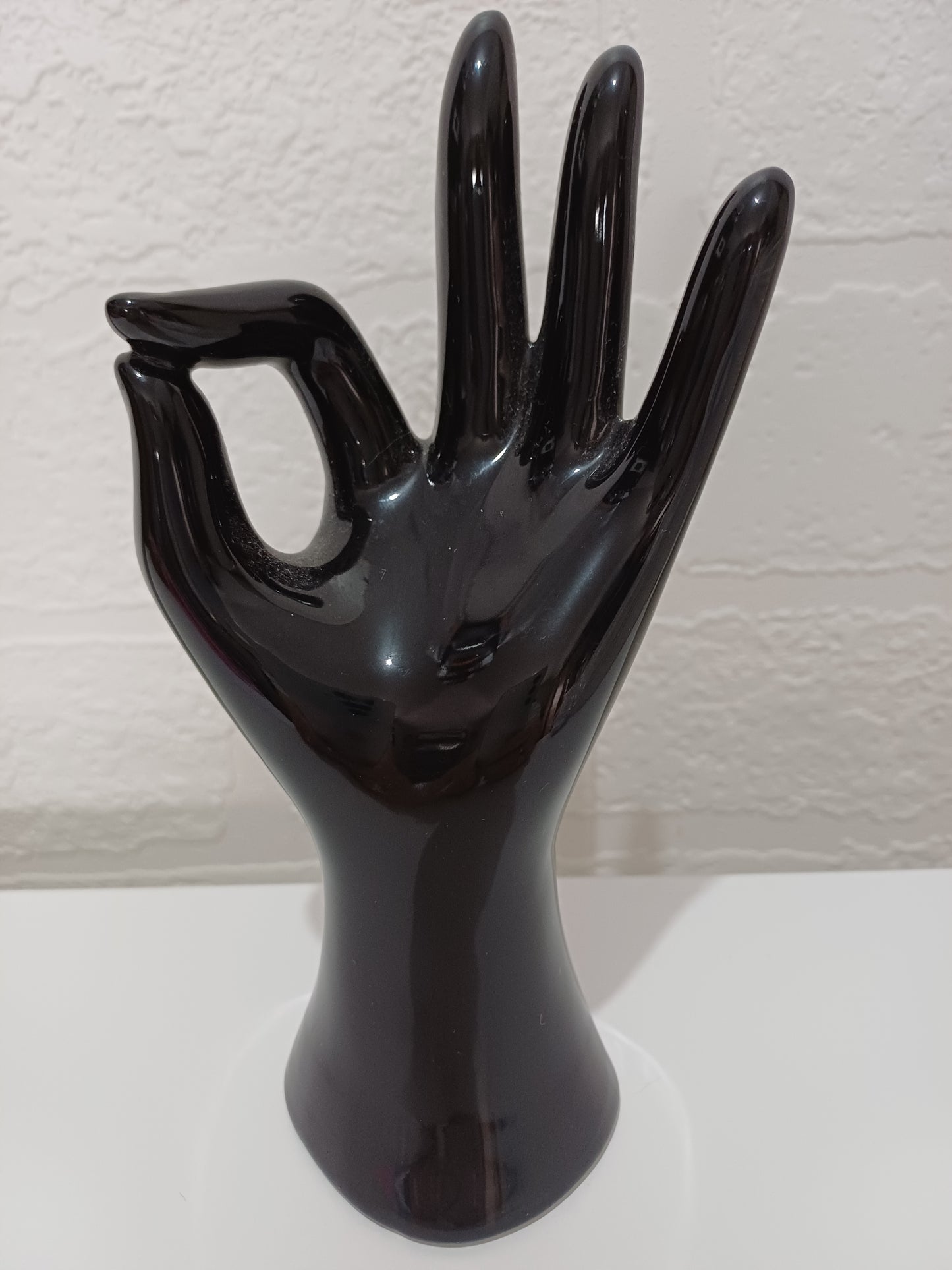 Black Porcelain/Ceramic Hand Shaped Jewellery Display Stand 6" - New Condition