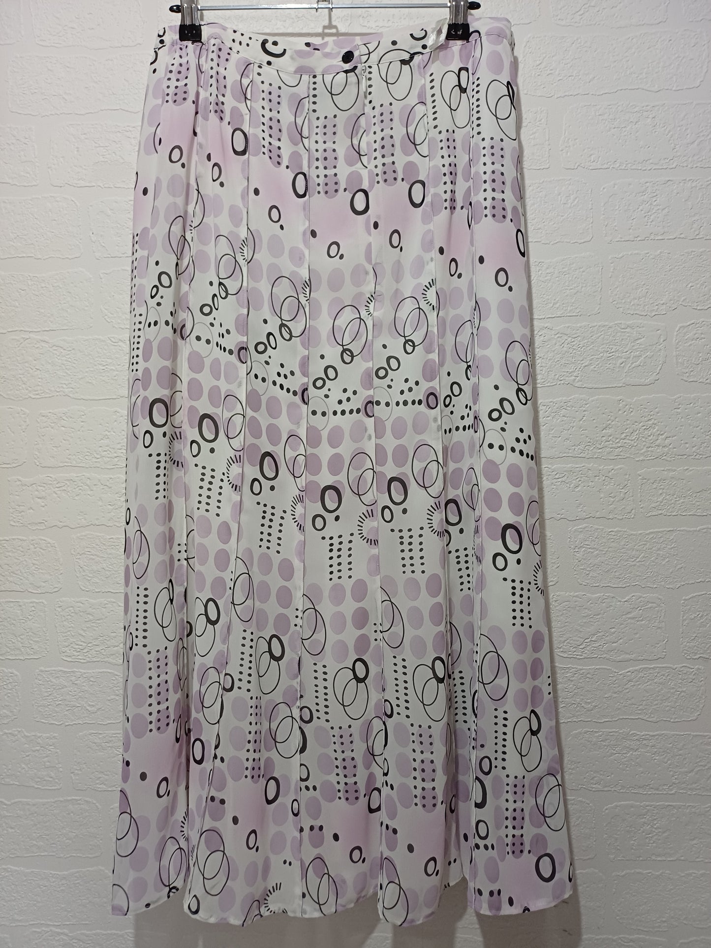 Joella Di Marco Lilac White Geometric Maxi Skirt Size 16 32" W - Very Good Condition
