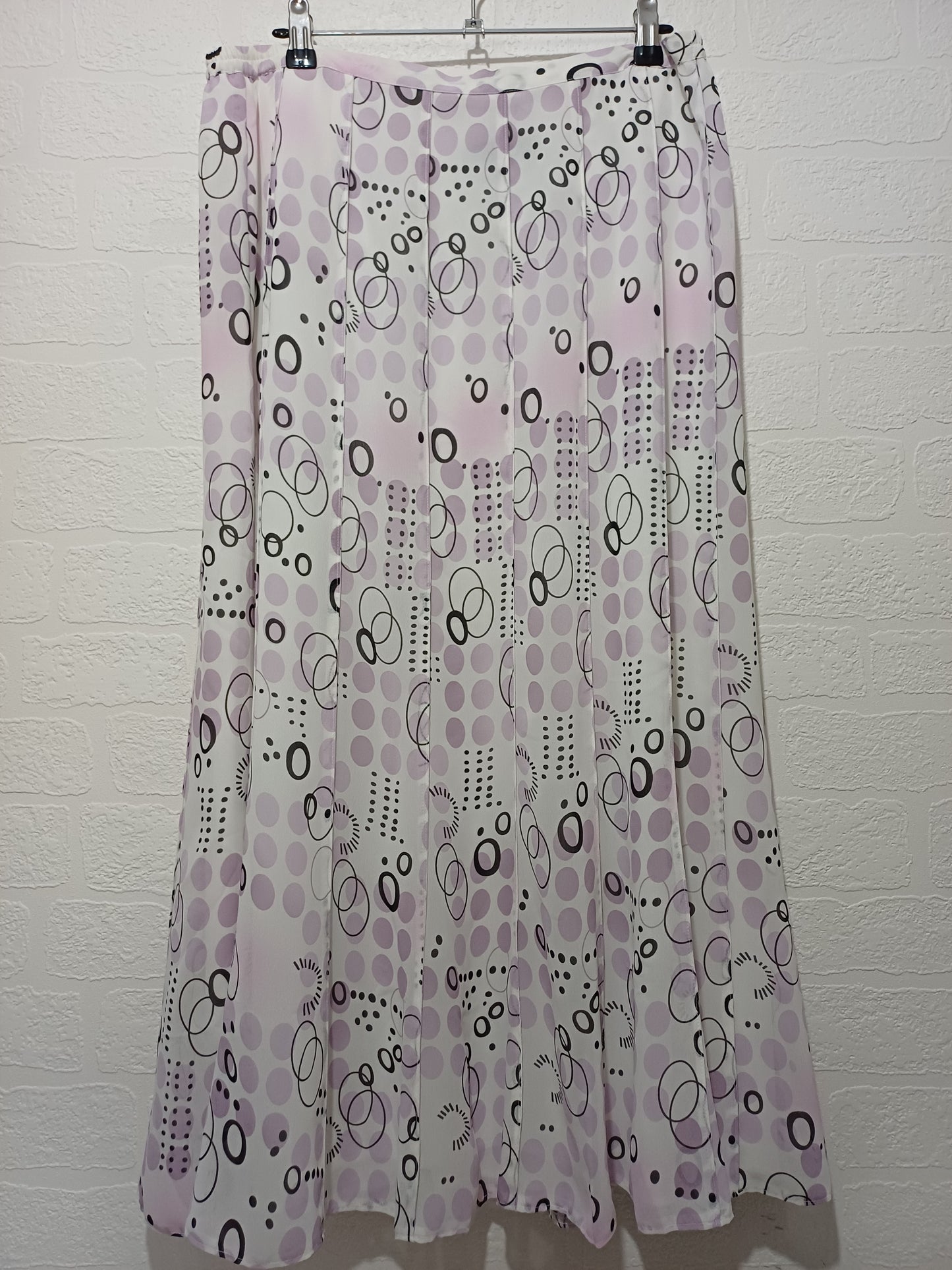 Joella Di Marco Lilac White Geometric Maxi Skirt Size 16 32" W - Very Good Condition