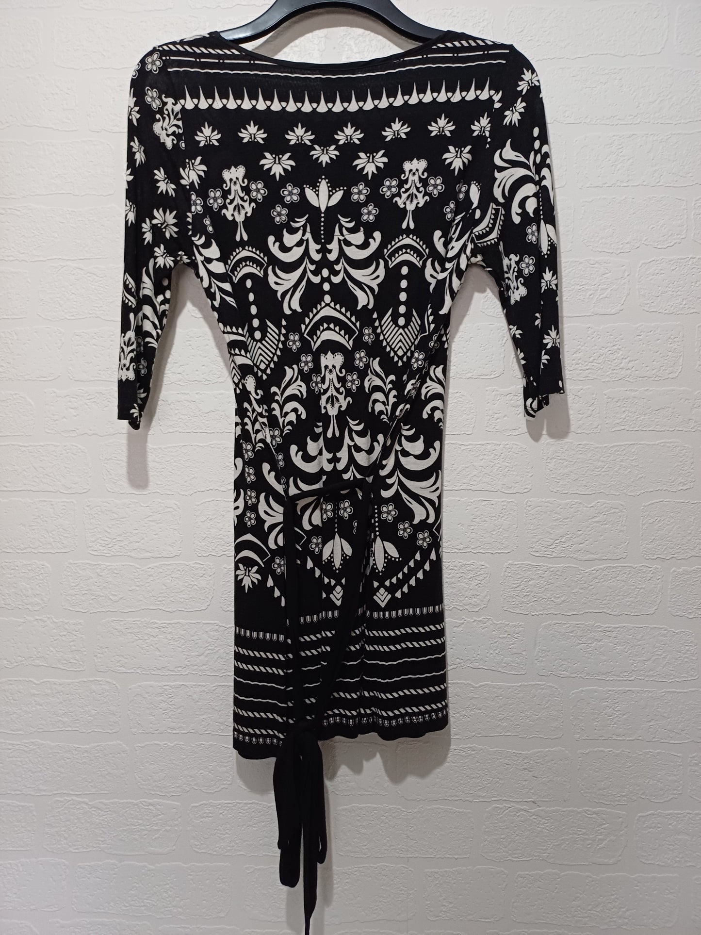 Next Black White Tribal Print Tunic Dress Size 12 17" PTP - Good Condition