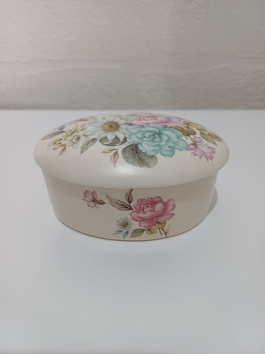 Purbeck Gifts Poole Dorset Vintage Style Floral Resin Trinket Box 9.5cm x 7cm - Very Good Condition