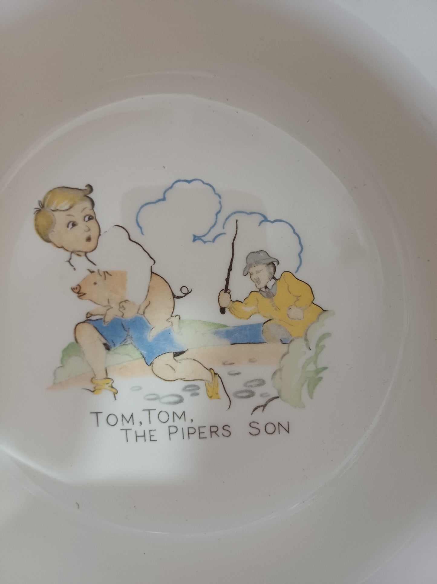 Vintage Fine Bone China Tom Tom The Piper's Son Nursery Rhyme Child's Bowl Made in England