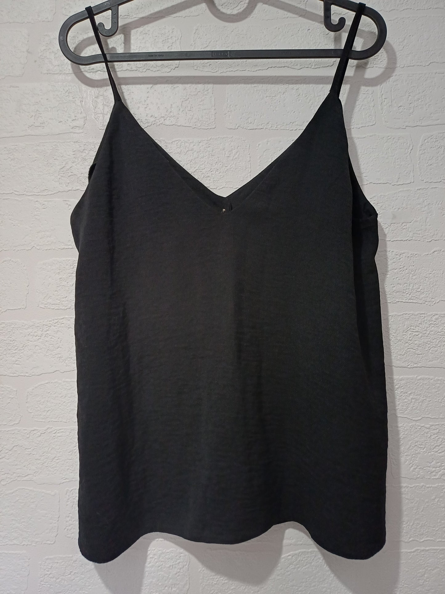 New Look Black Strappy Cami Top Size 14 Approx. 20" PTP - Very Good Condition