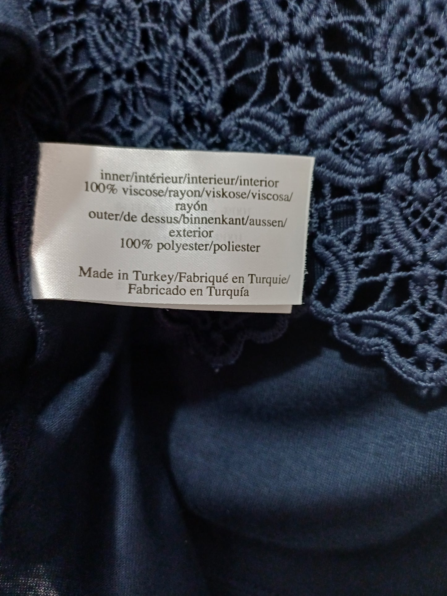 Laura Ashley Navy Blue Floral Crochet Overlay Sleeveless Top Size 14 Approx. 19" PTP - Very Good Condition