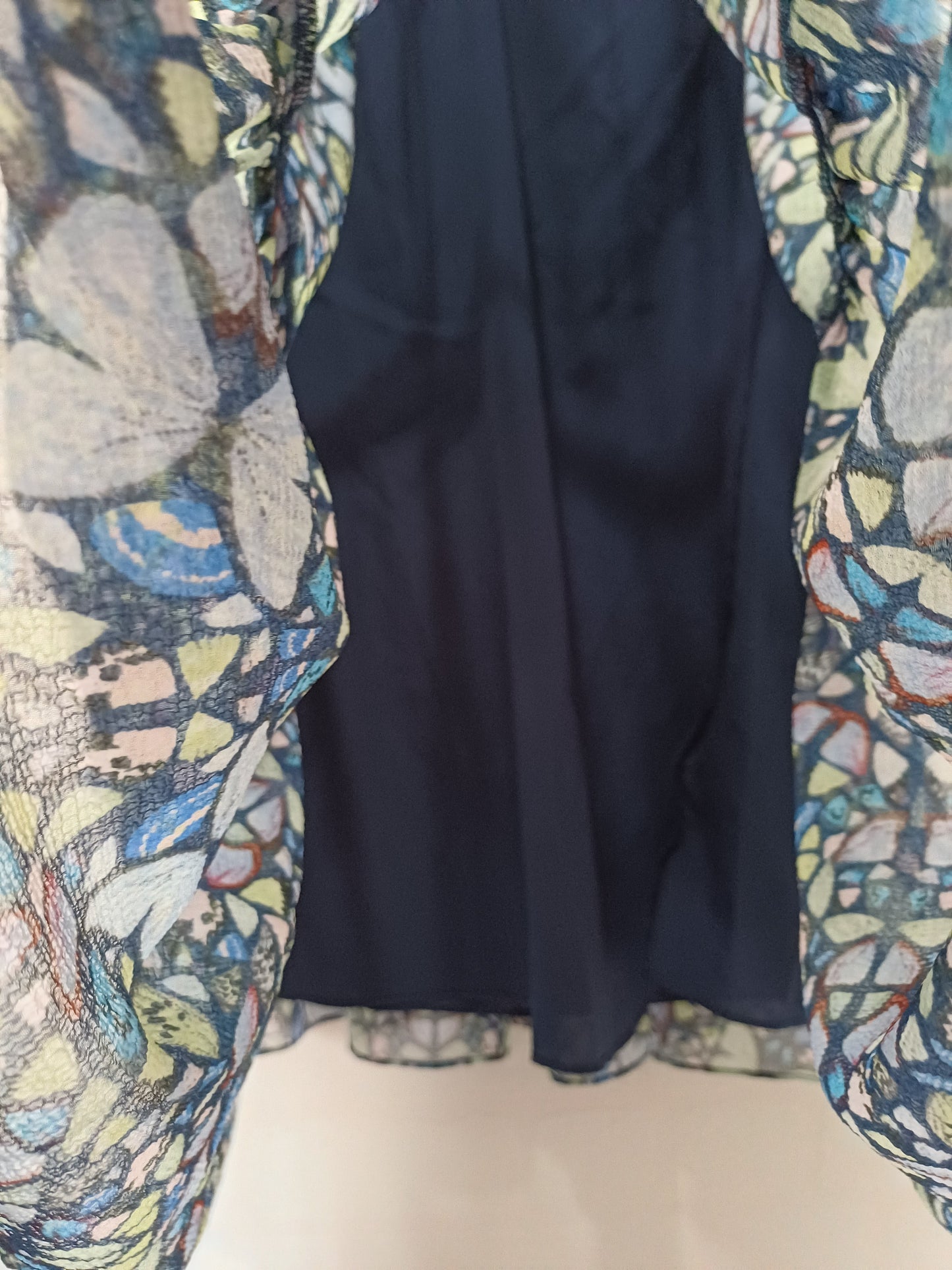 Ted Baker Dalyla Blue Butterfly Print Chiffon Mini Dress Size 1 Approx. 19" PTP - Very Good Condition