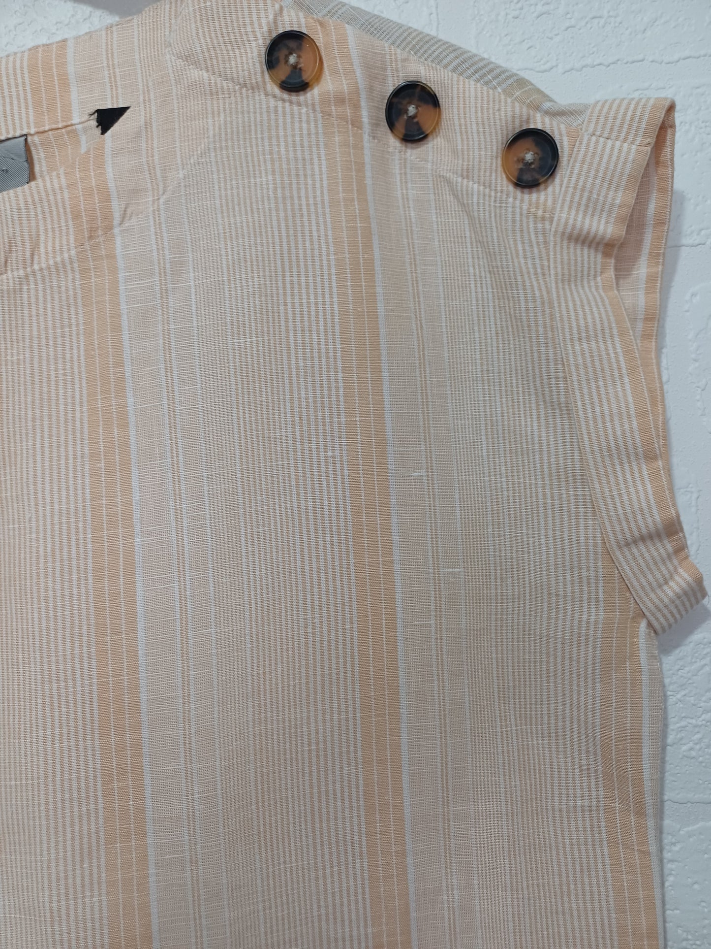 Next Beige & Cream Striped Cotton Sleeveless Blouse Size 10 Approx. 21" PTP - Very Good Condition