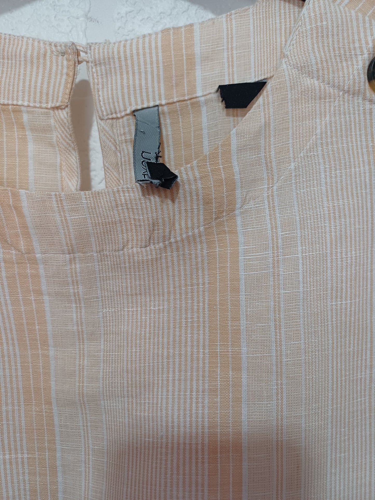 Next Beige & Cream Striped Cotton Sleeveless Blouse Size 10 Approx. 21" PTP - Very Good Condition