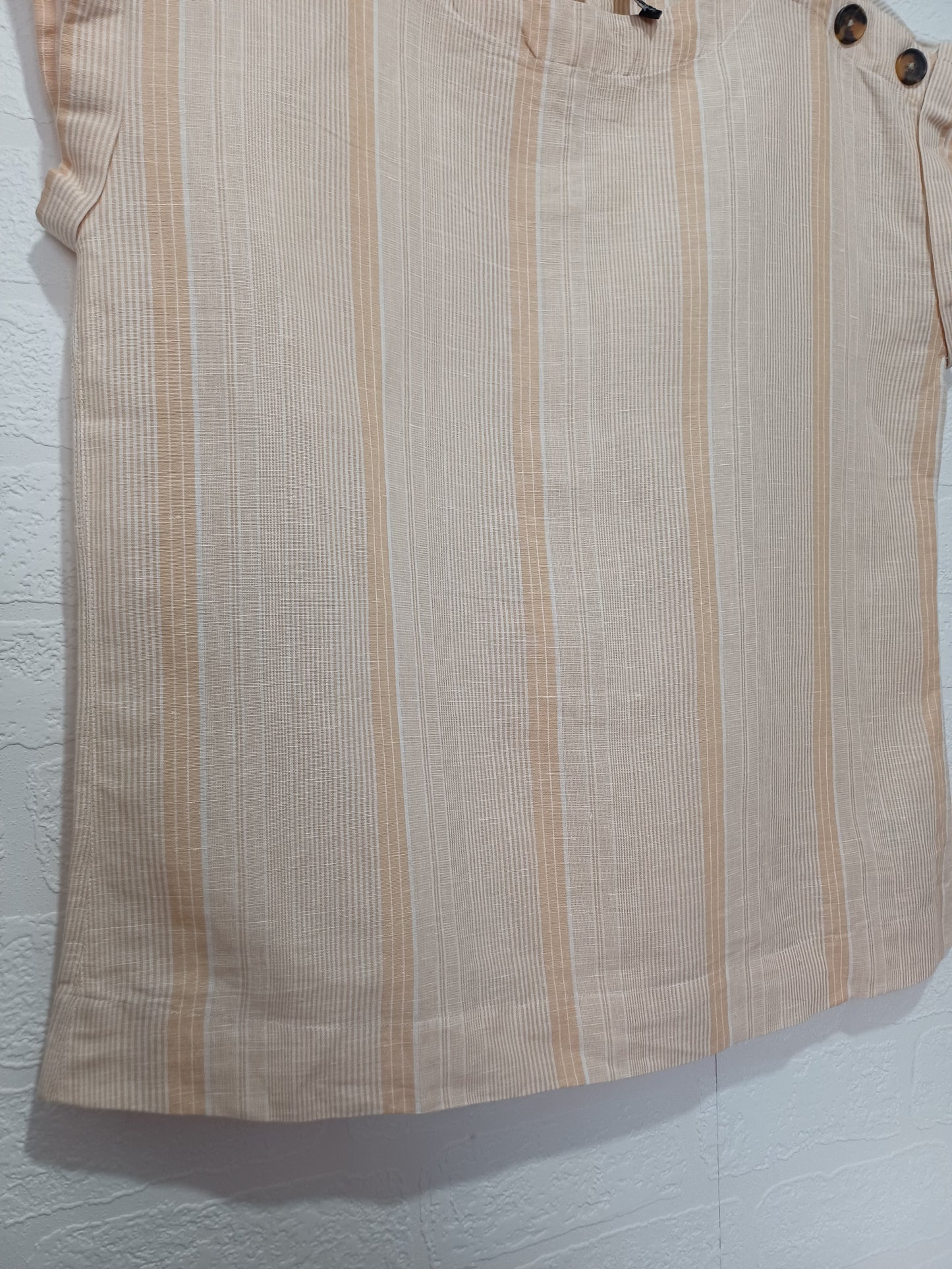 Next Beige & Cream Striped Cotton Sleeveless Blouse Size 10 Approx. 21" PTP - Very Good Condition
