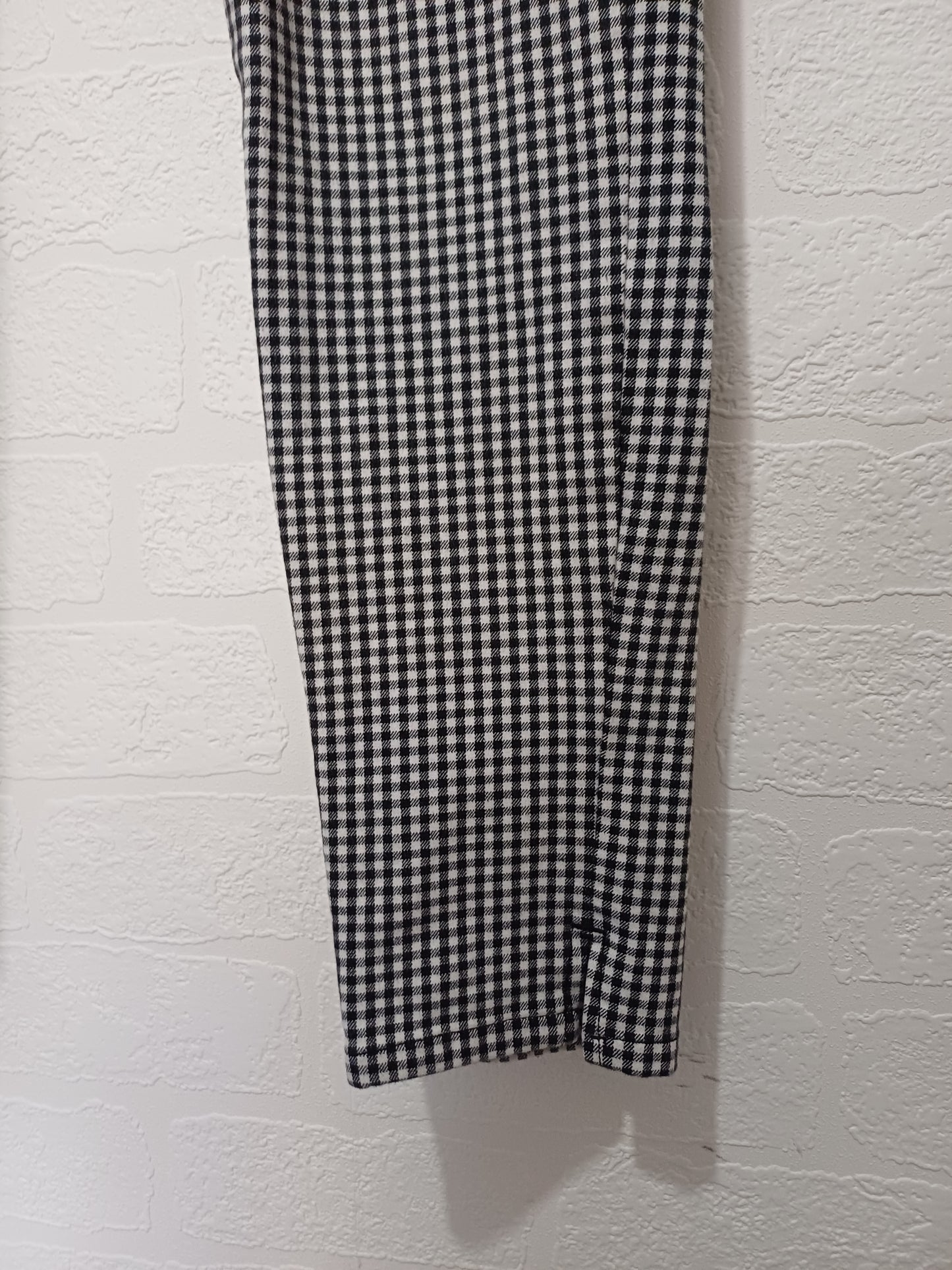 Esprit Black & White Gingham Check Slim Trousers Size 14 Approx. 32" Waist - Very Good Condition