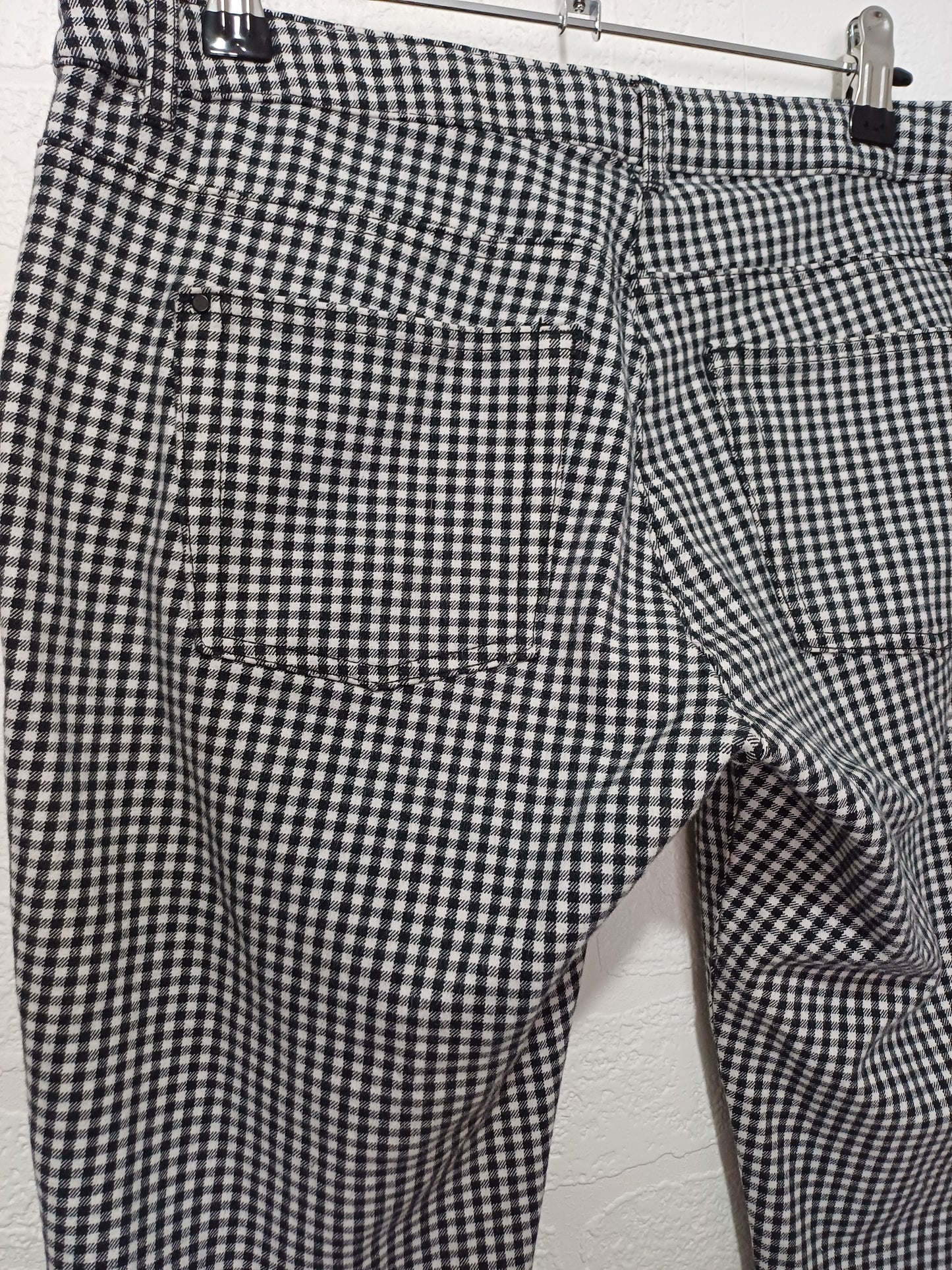 Esprit Black & White Gingham Check Slim Trousers Size 14 Approx. 32" Waist - Very Good Condition