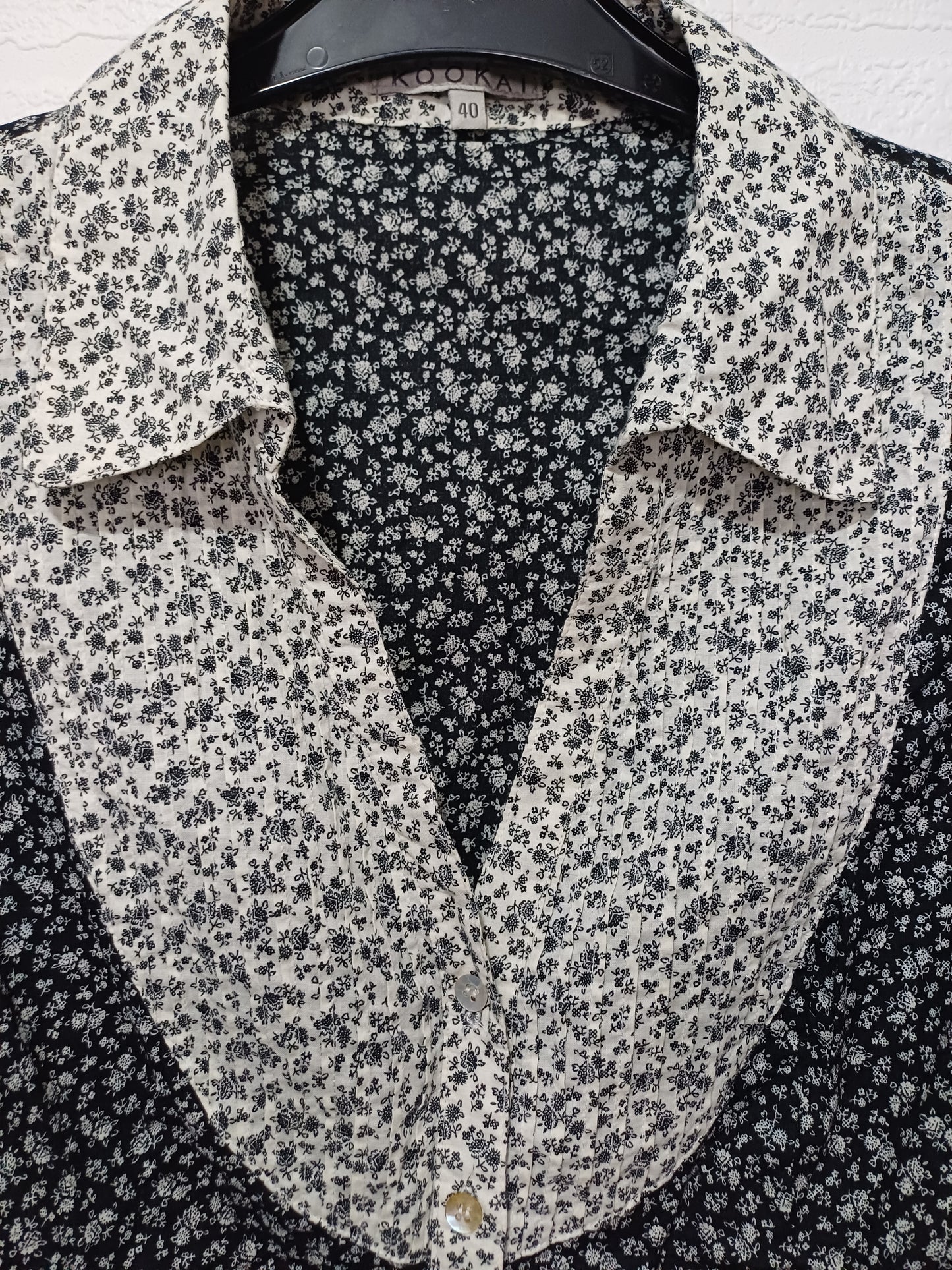 Kookai Black and White Floral Blouse Size 40 Approx. 17" PTP - Very Good Condition