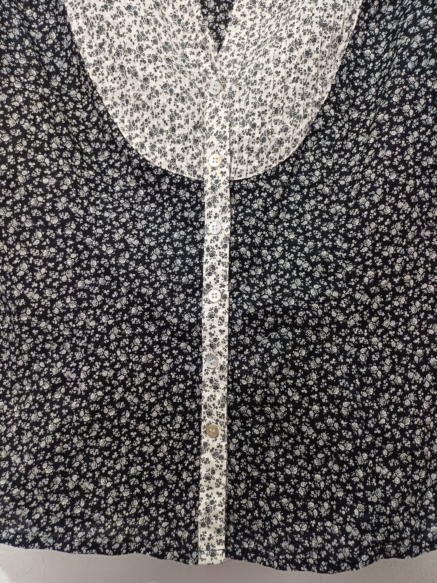 Kookai Black and White Floral Blouse Size 40 Approx. 17" PTP - Very Good Condition