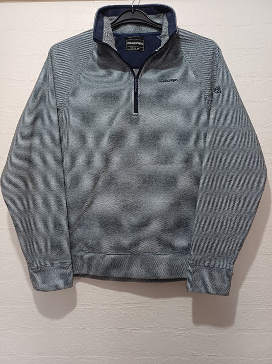 Men's Fleece Craghoppers Grey-Blue Quarter Zip Medium Approx. 23" PTP - Very Good Condition