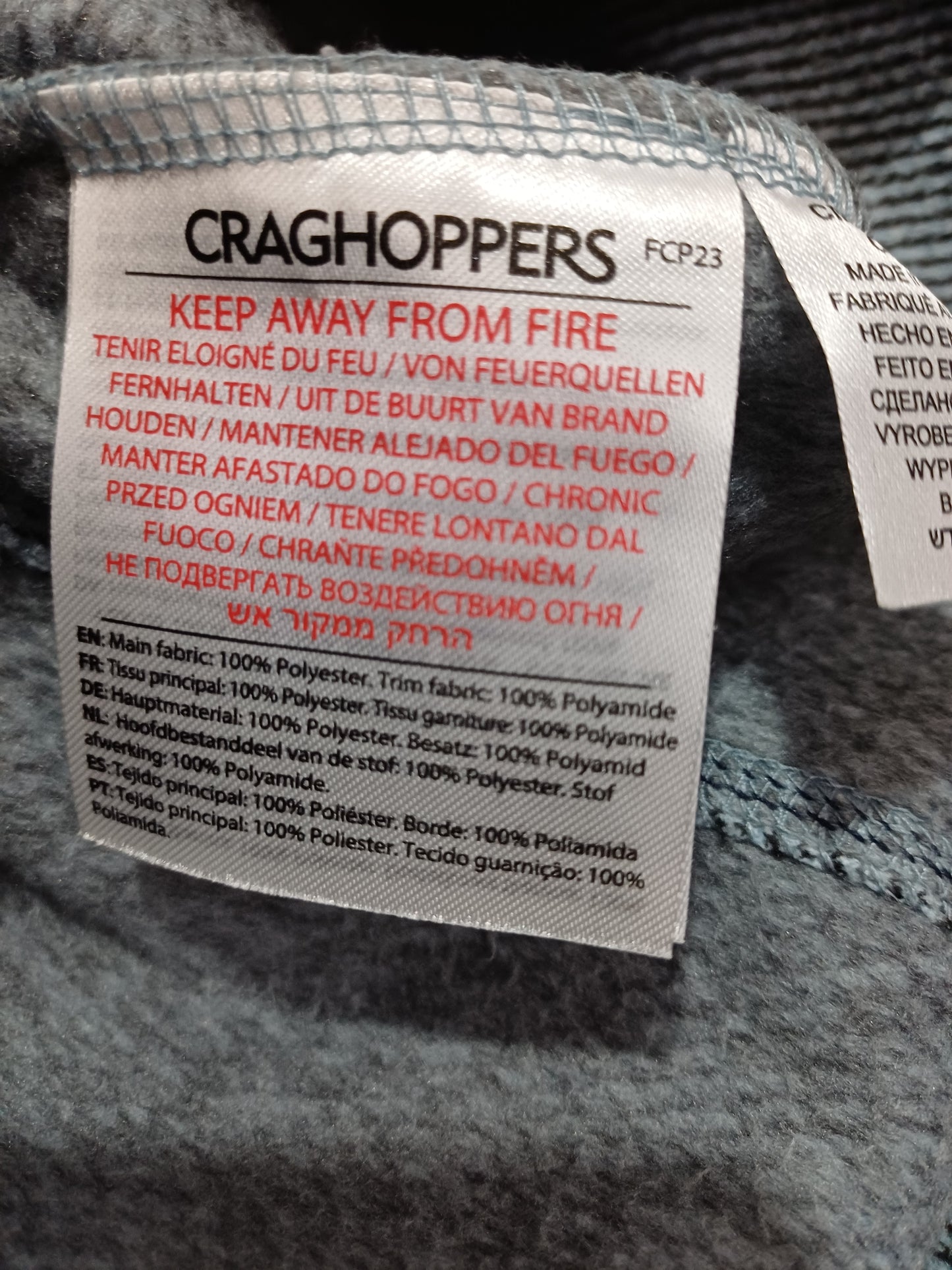Men's Fleece Craghoppers Grey-Blue Quarter Zip Medium Approx. 23" PTP - Very Good Condition