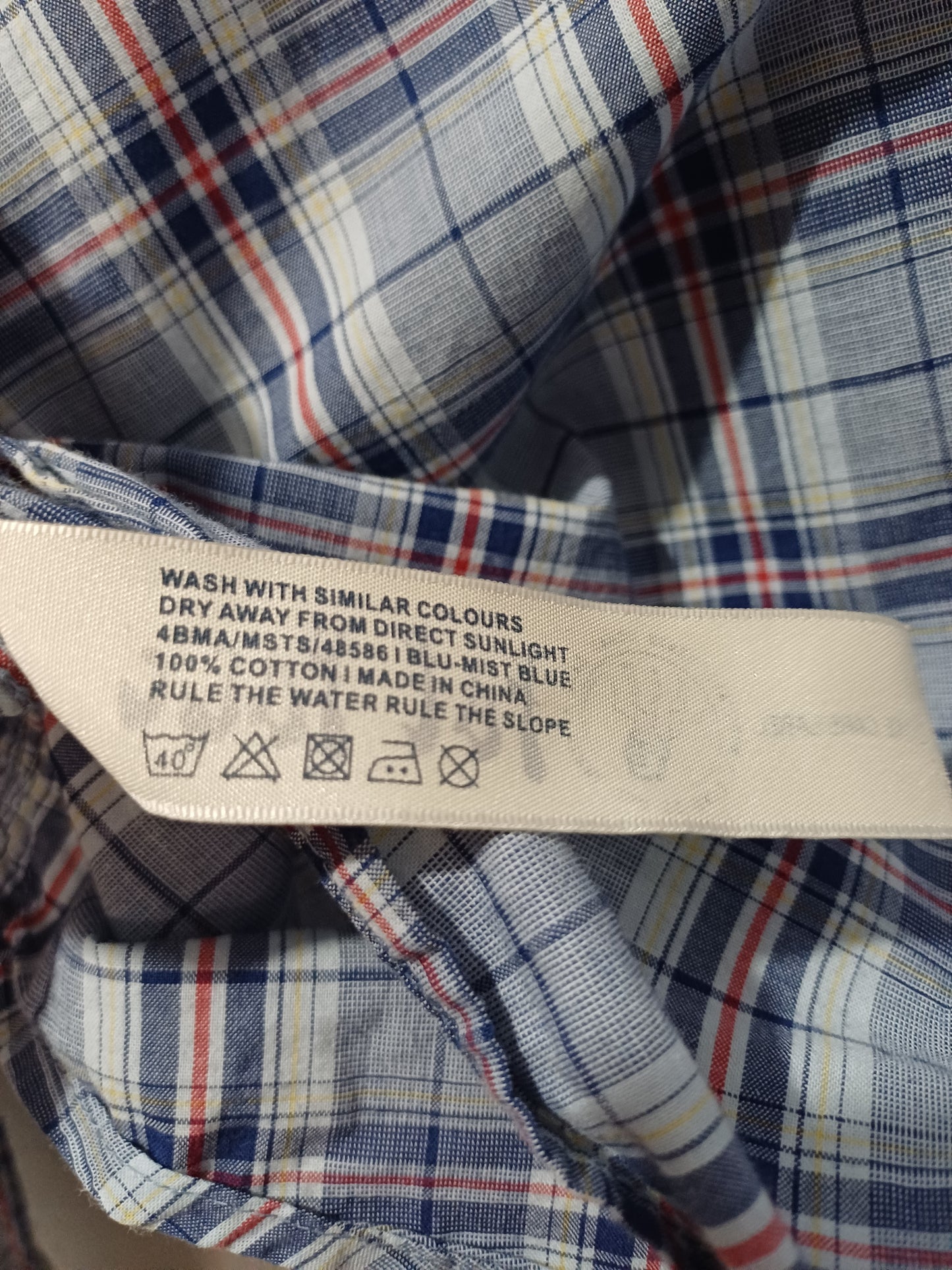 Men's Shirt Blue Check Classic Fit Long Sleeve Small Approx. 20" PTP - Very Good Condition