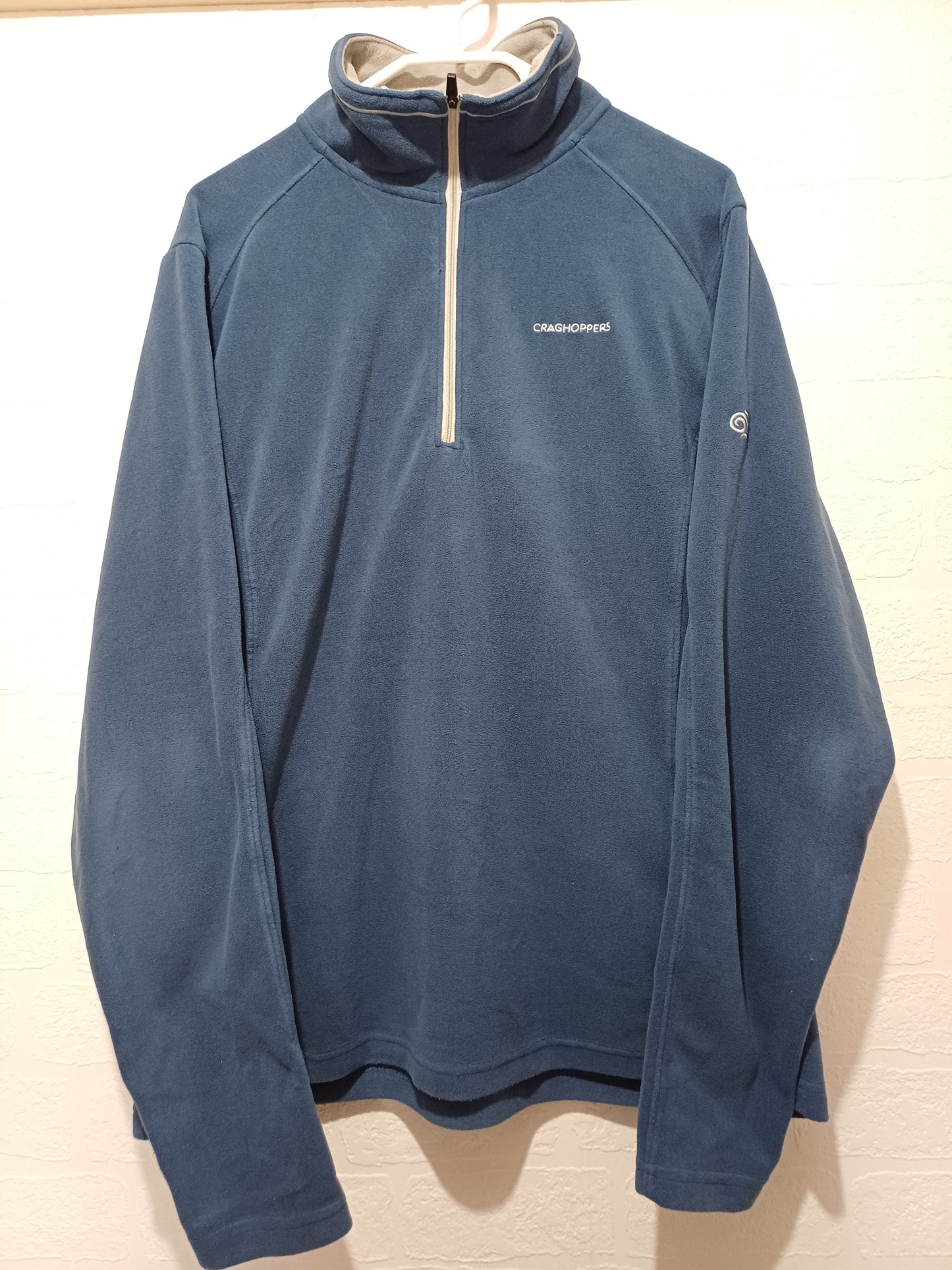 Men's & Women's Fleece Craghoppers Navy Blue Quarter Zip Large Approx. 23" PTP - Good Condition