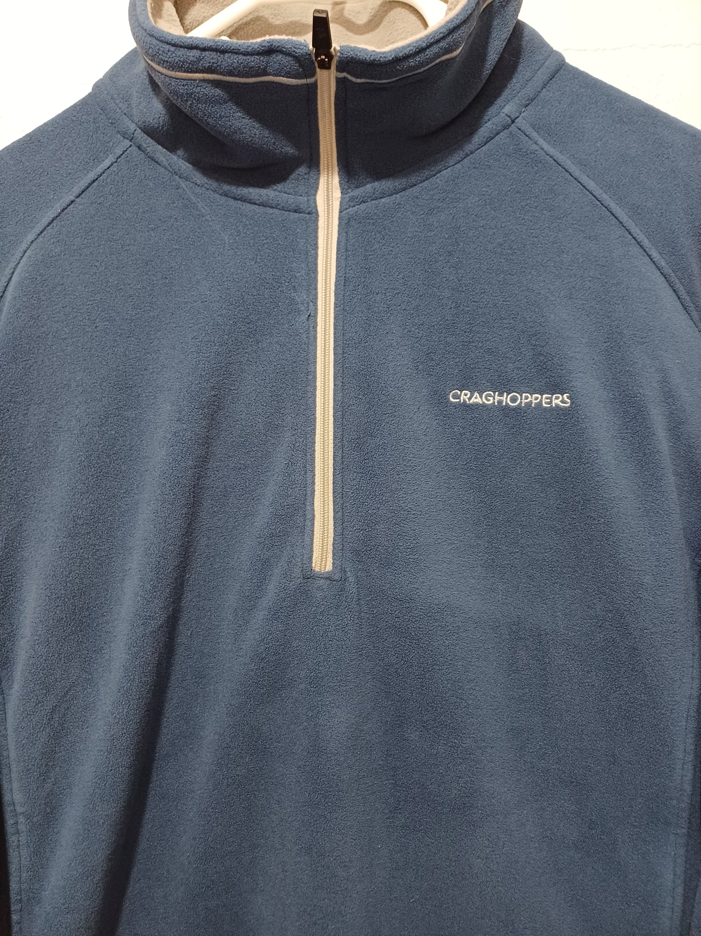 Men's & Women's Fleece Craghoppers Navy Blue Quarter Zip Large Approx. 23" PTP - Good Condition