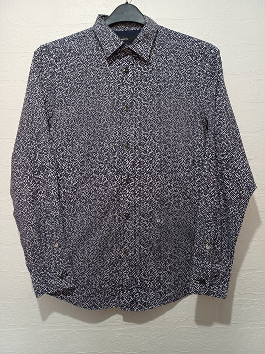 Men's Shirt Diesel Navy Blue & White Geometric Slim Fit Approx. Medium Approx. 19" PTP - Very Good Condition
