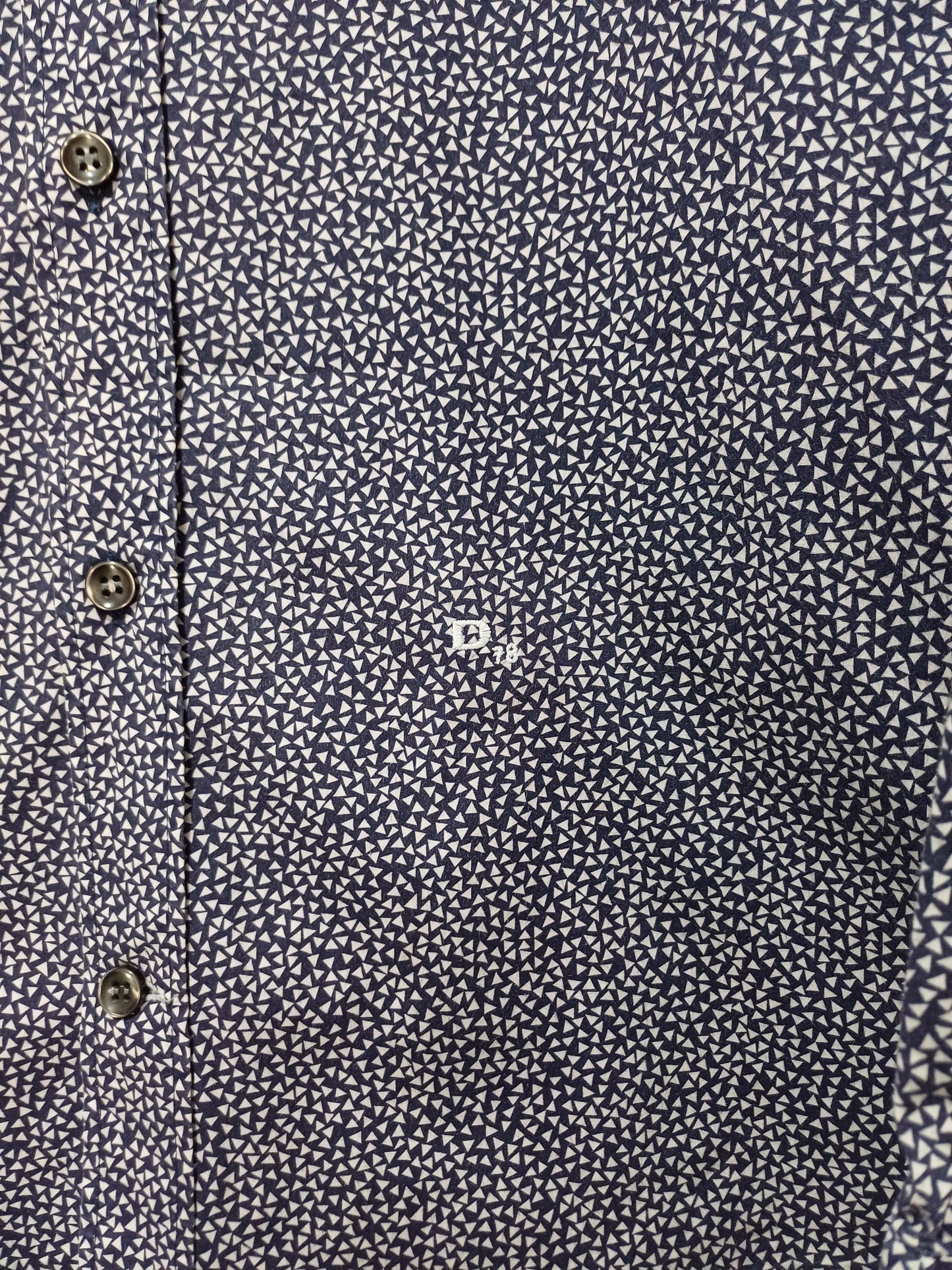 Men's Shirt Diesel Navy Blue & White Geometric Slim Fit Approx. Medium Approx. 19" PTP - Very Good Condition