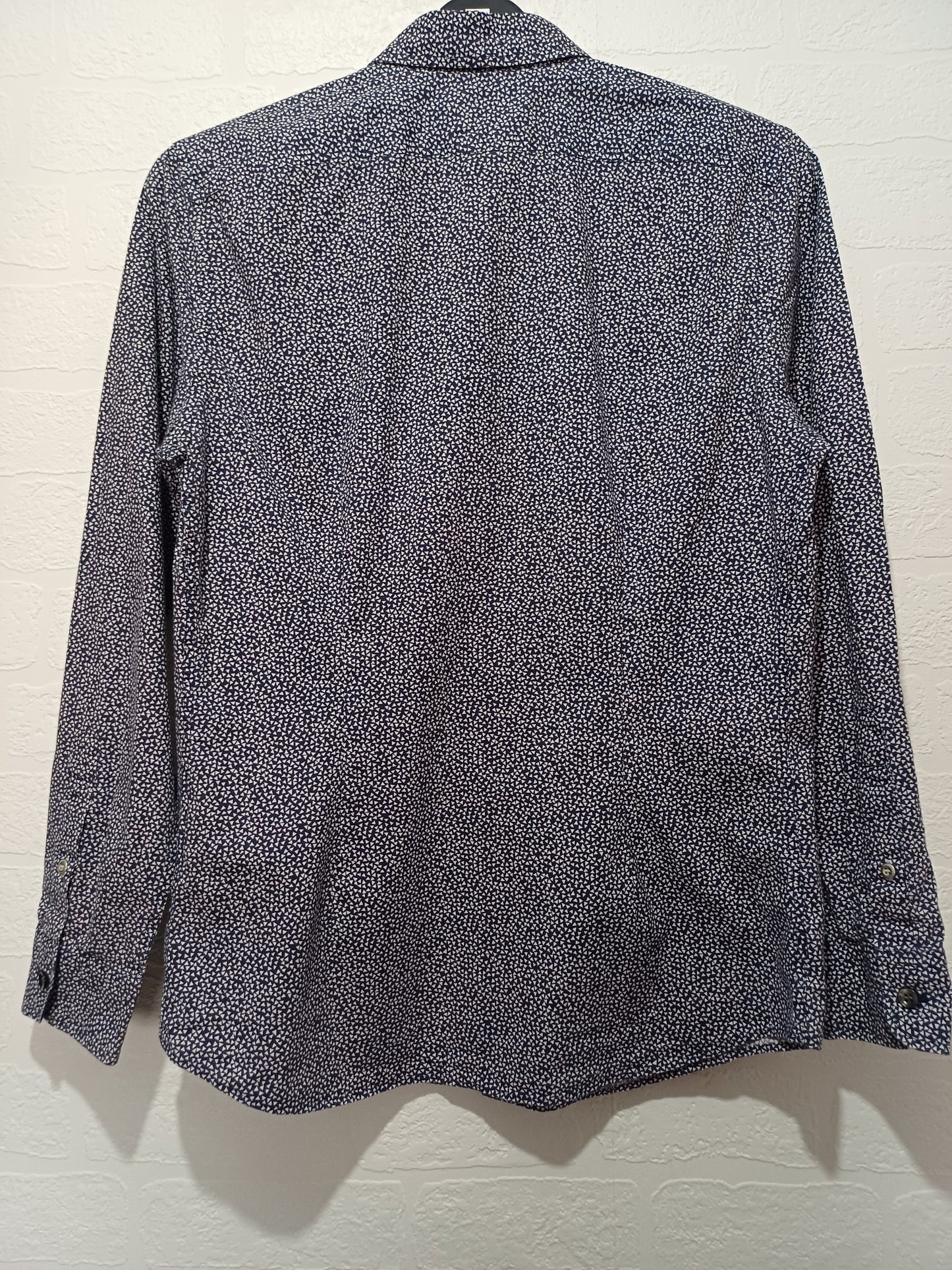 Men's Shirt Diesel Navy Blue & White Geometric Slim Fit Approx. Medium Approx. 19" PTP - Very Good Condition