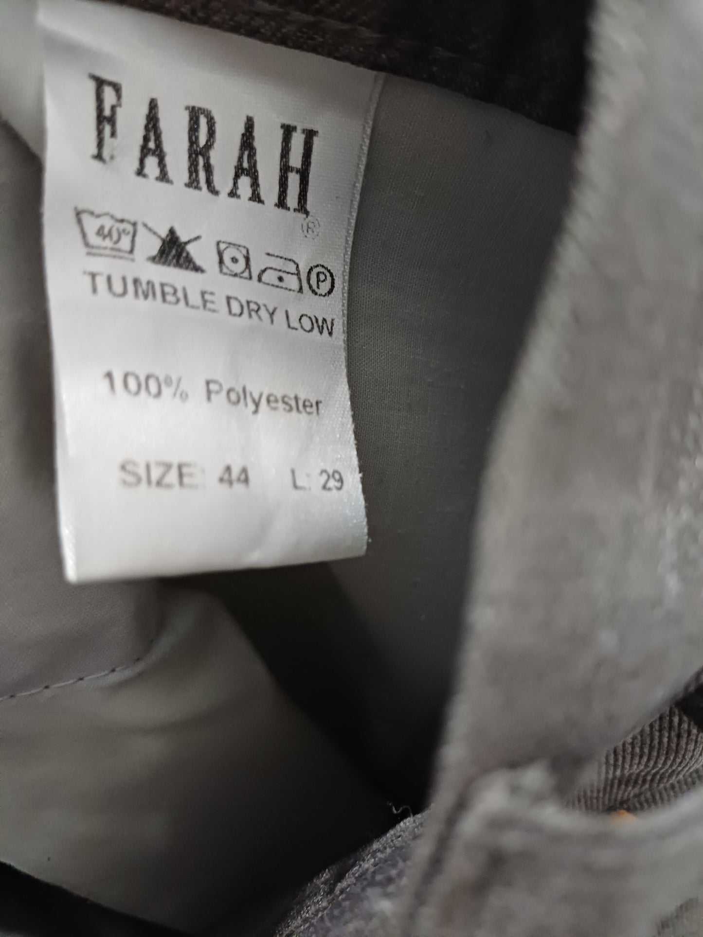 Men's Trousers Farah Grey-Brown Smart W43 L29 - Very Good Condition