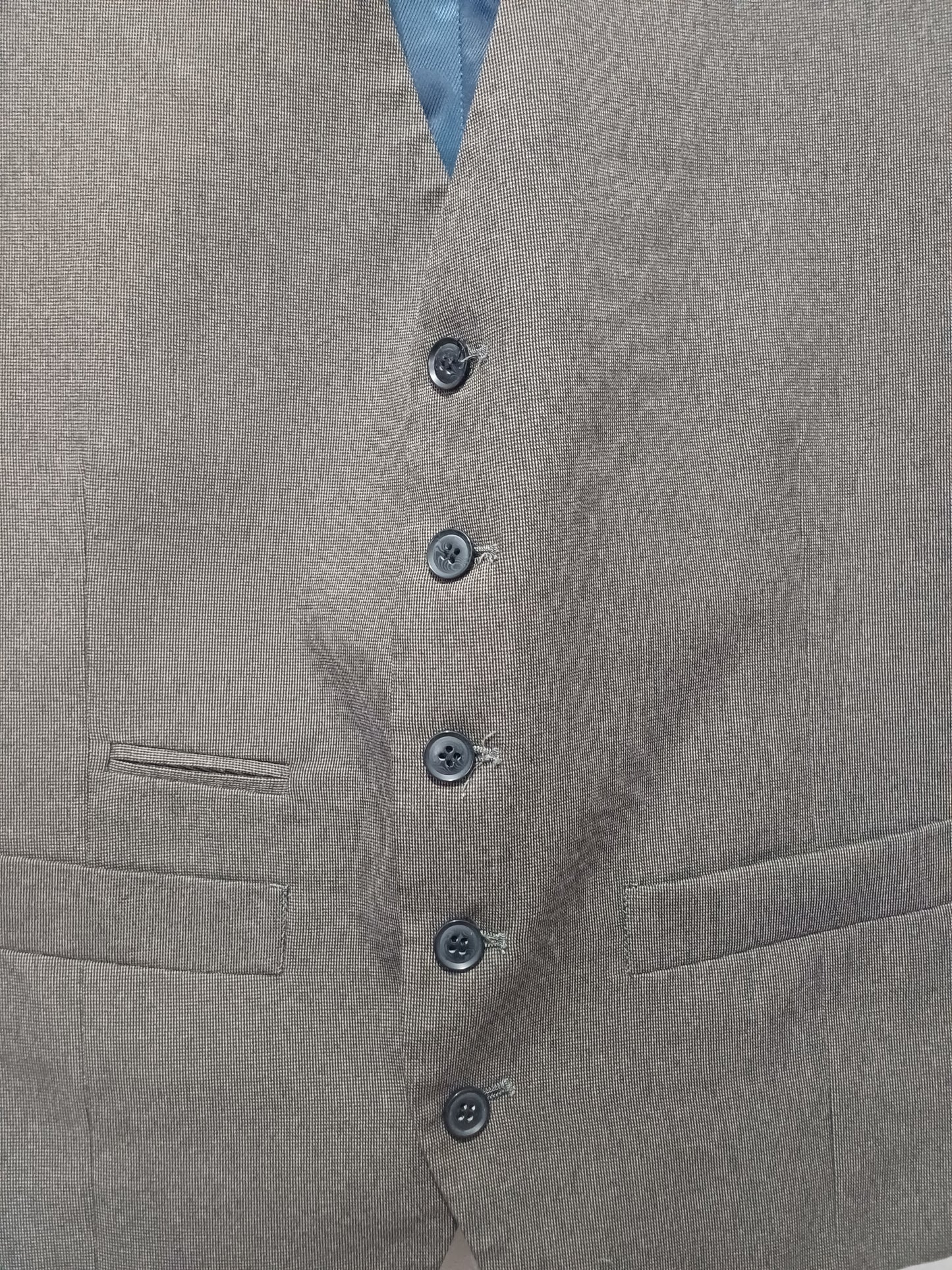 Men's Waistcoat Taylor & Wright Brown-Grey Micro Check Medium Approx. 20" PTP - Very Good Condition