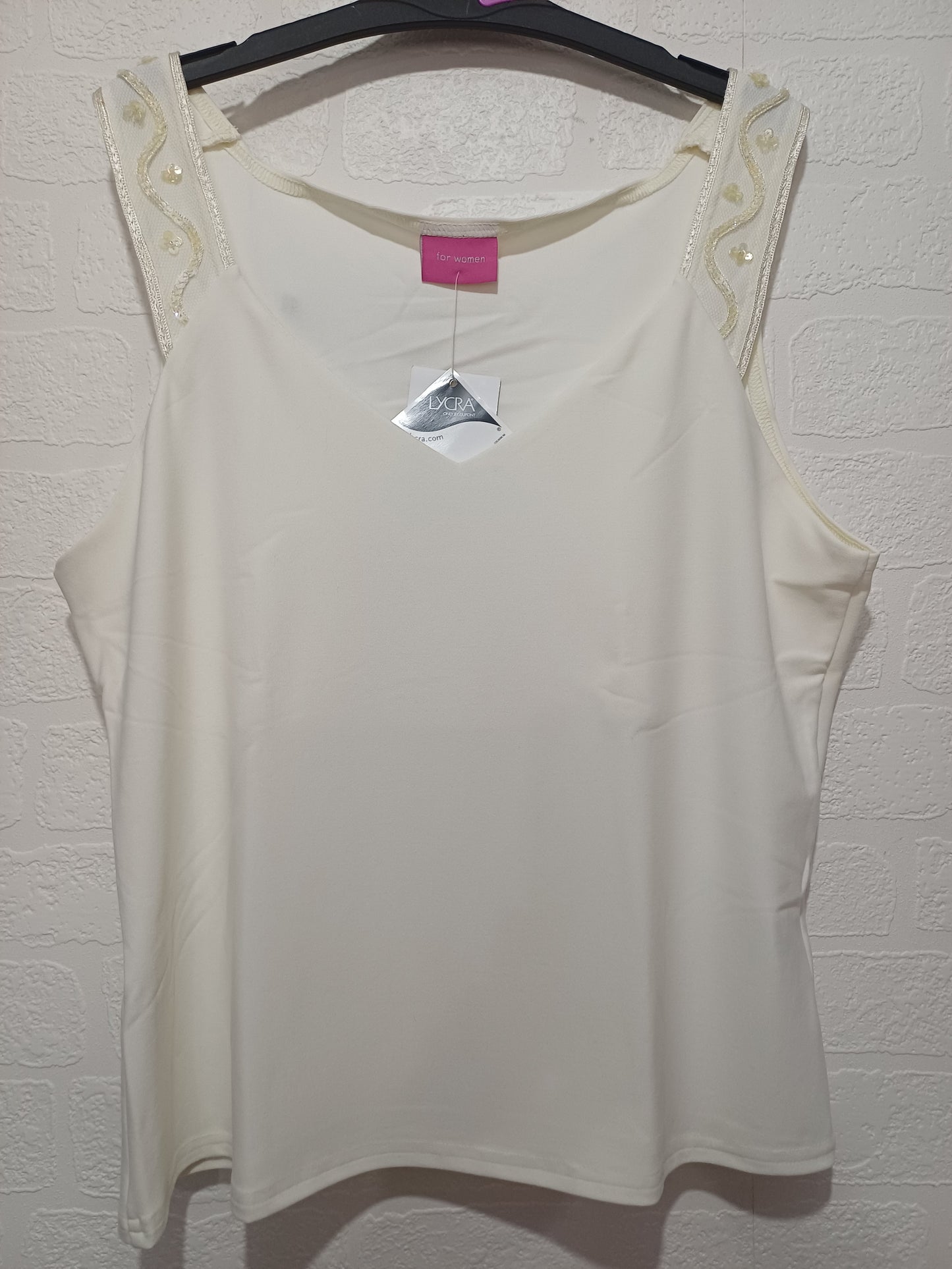 Women's Vest For Women Cream Embroidered Straps Size 18 Approx. 20" PTP - BNWT