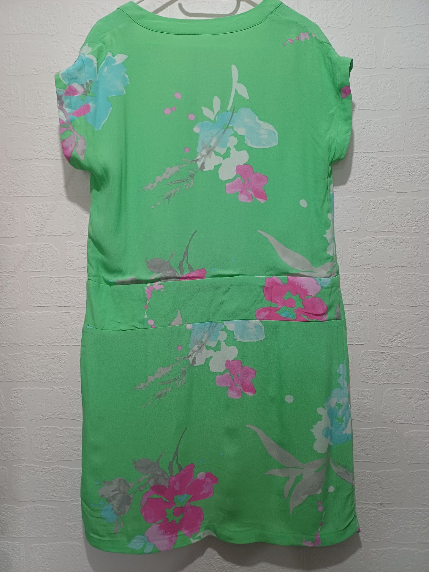 Women's Dress Joules Green Floral Shift Midi Viscose UK 10 Approx. 20" PTP - Very Good Condition