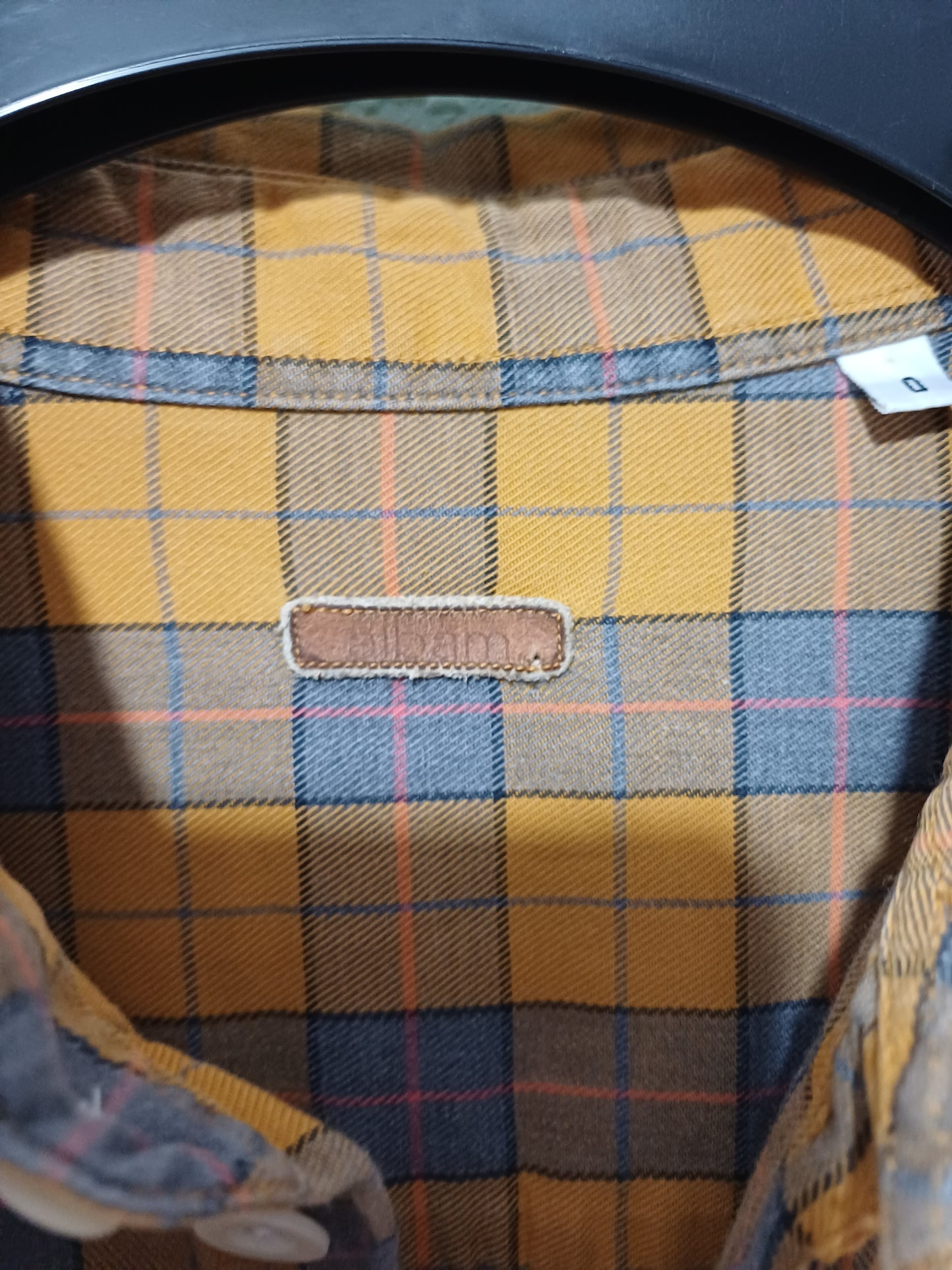 Men's Shirt Albam Mustard Yellow & Blue Check Long Sleeve Size M - Very Good Condition
