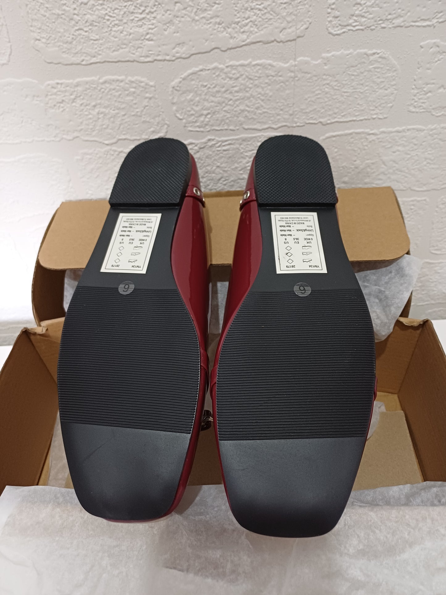 Women's Flats Simply Be Burgundy Bow & Stud Detail Wide Fit UK 6 - New In Box