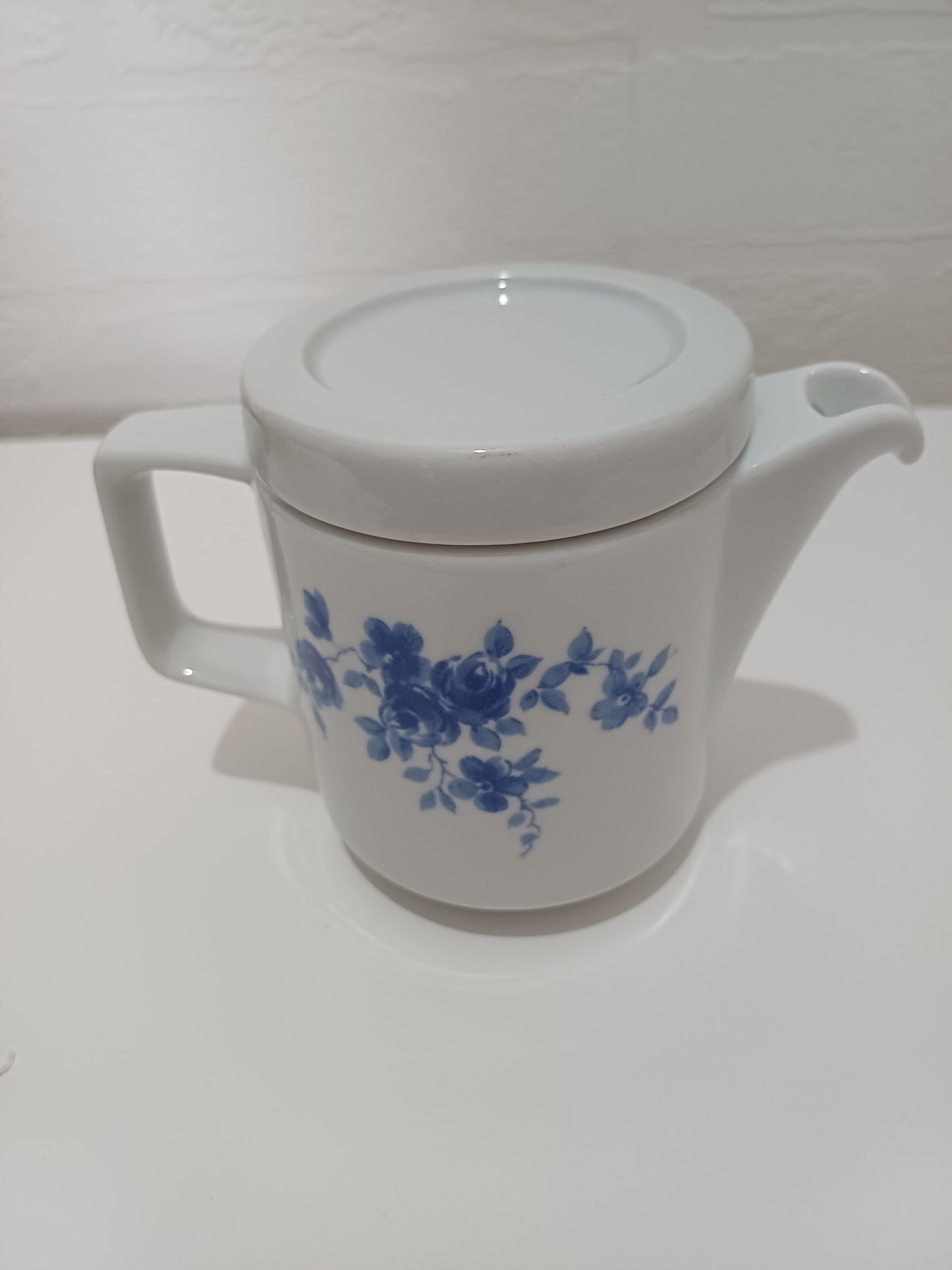 Lidded Milk Jug Jlmenau Rose Republic GDR East German Porcelain Blue Floral Pattern Dishwasher Safe - Very Good Vintage Condition