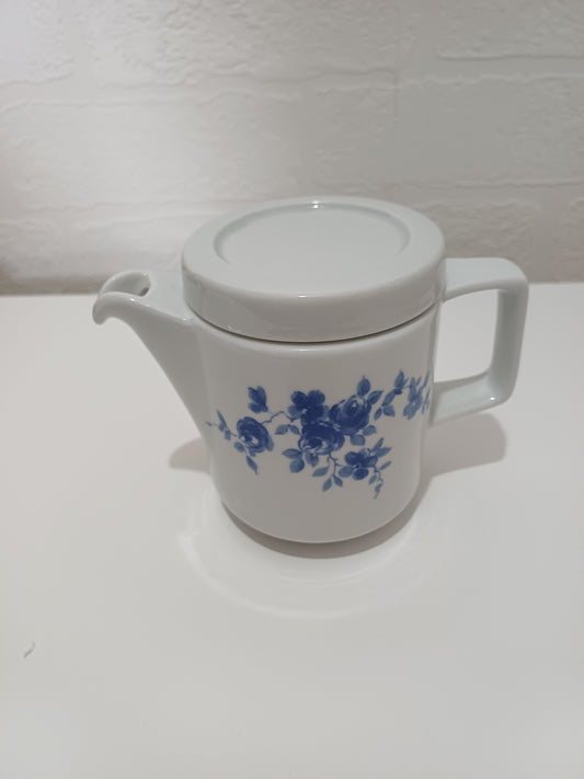 Lidded Milk Jug Jlmenau Rose Republic GDR East German Porcelain Blue Floral Pattern Dishwasher Safe - Very Good Vintage Condition