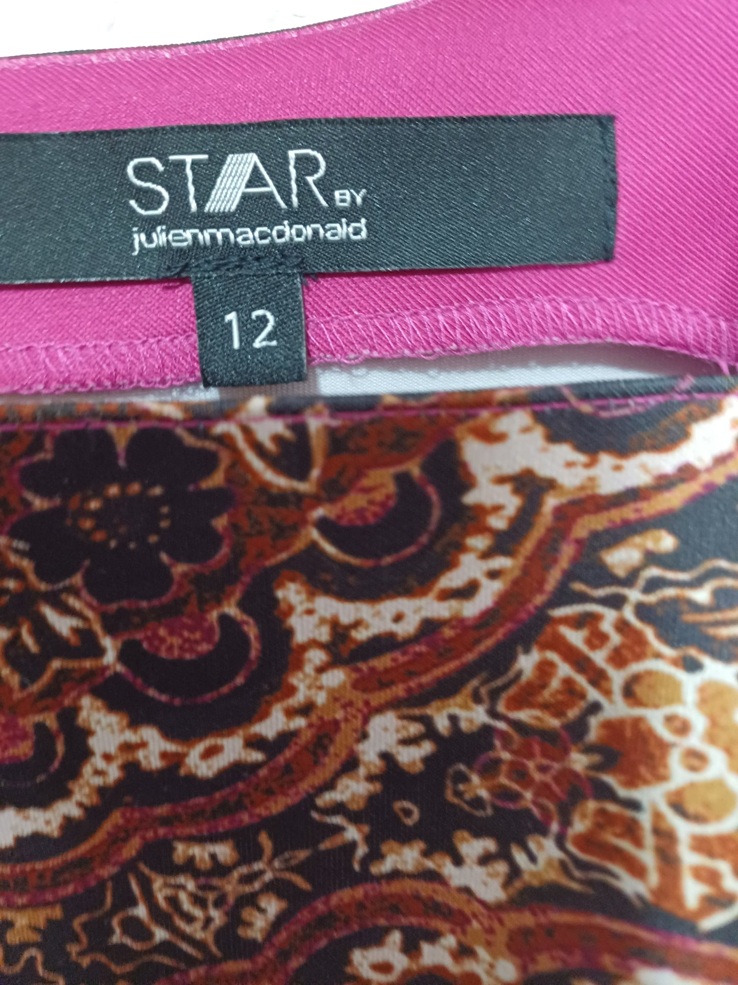 Women's Bodycon Midi Dress Star by Julien Macdonald Pink Floral Size 16 Approx. 40" Length - Very Good Condition
