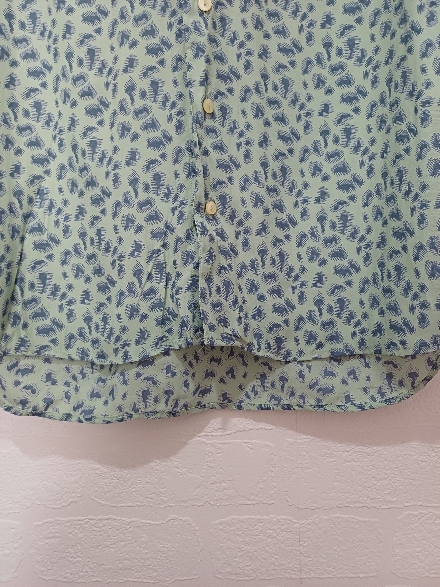 Men's Shirt DeKalb Mint Green & Blue Short Sleeve Chest Pocket Button Front Approx. XXL - Very Good Condition