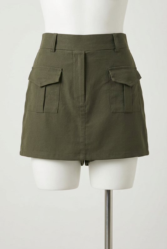 Women's Skort Cameo Rose Khaki Green Cargo Utility Size 10 Very Good Condition