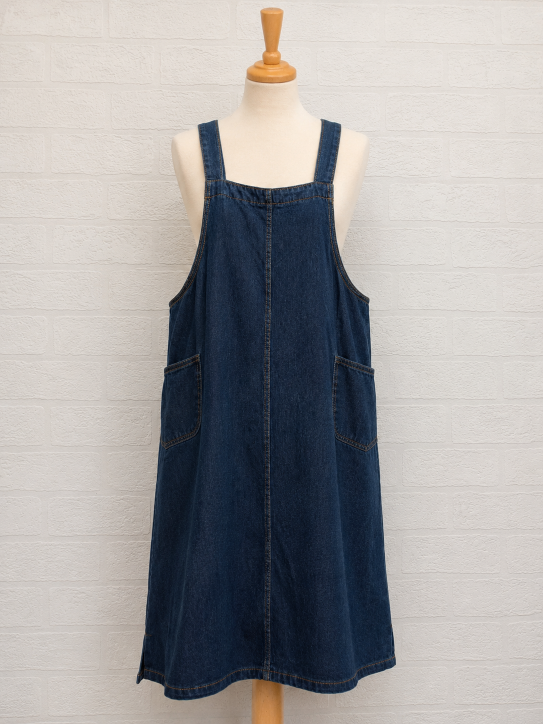 Women's Pinafore Midi Dress Blue Denim Shoulder Straps XXL Approx. 22" PTP - Very Good Condition