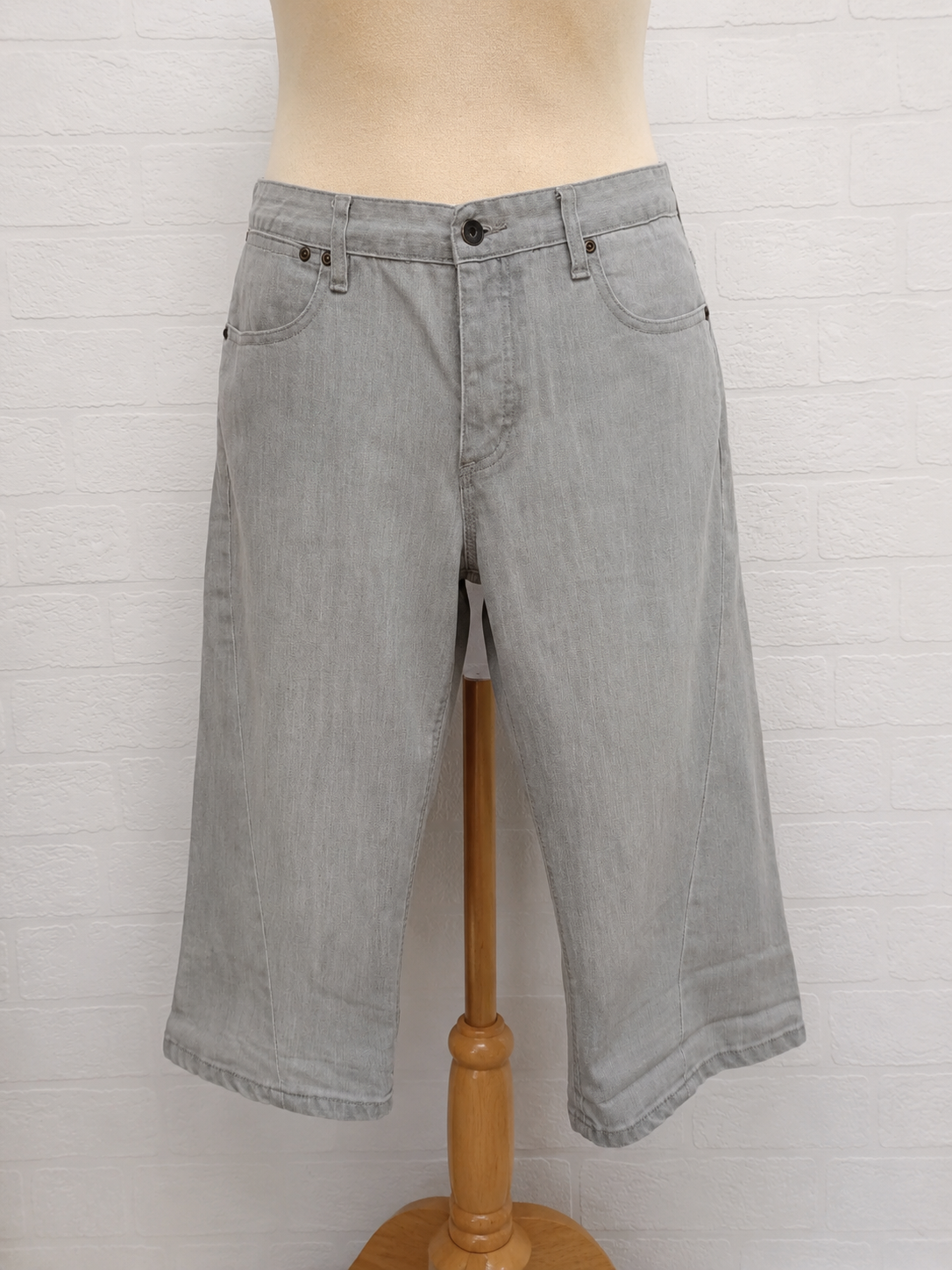 Men's Shorts Topman Grey Denim W35 Approx. 26.5" PTP - Very Good Condition