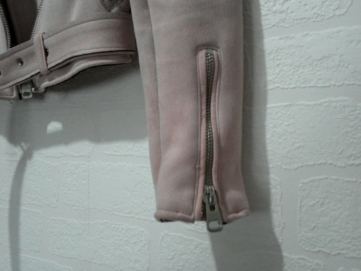 Zara Blush Pink Faux Suede Biker Jacket XS 16" PTP - Very Good Condition
