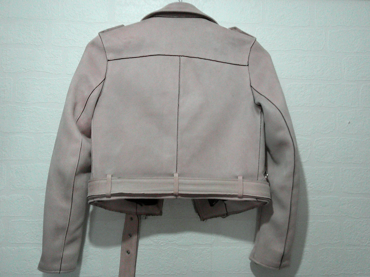Zara Blush Pink Faux Suede Biker Jacket XS 16" PTP - Very Good Condition