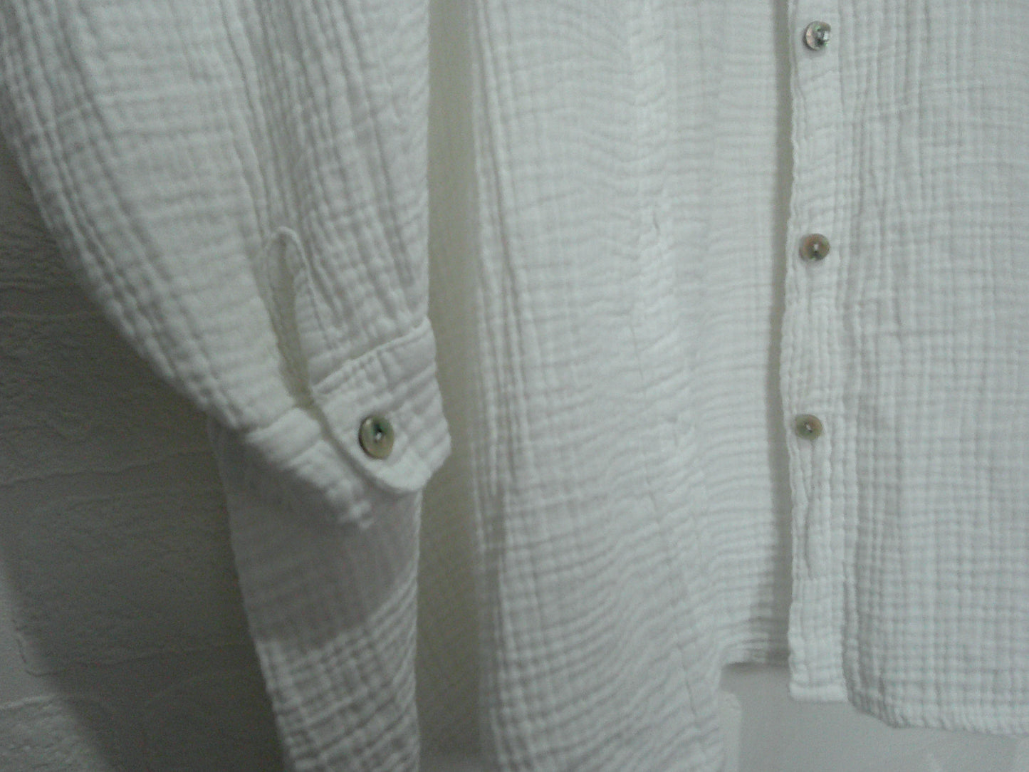 Made in Italy White Crinkle Cotton Shirt/Dress Tunic Oversized One Size 31" PTP - Very Good Condition