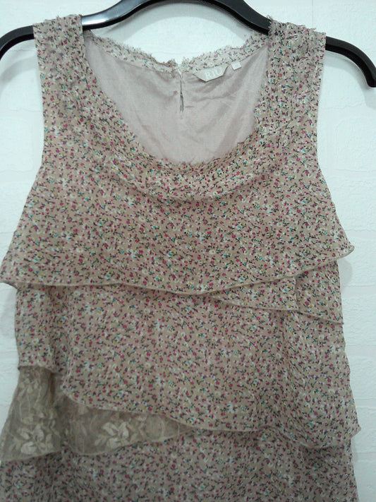 Jacqueline Riu Floral Tiered Dress Size 38EU/UK10 17" PTP - Very Good Condition