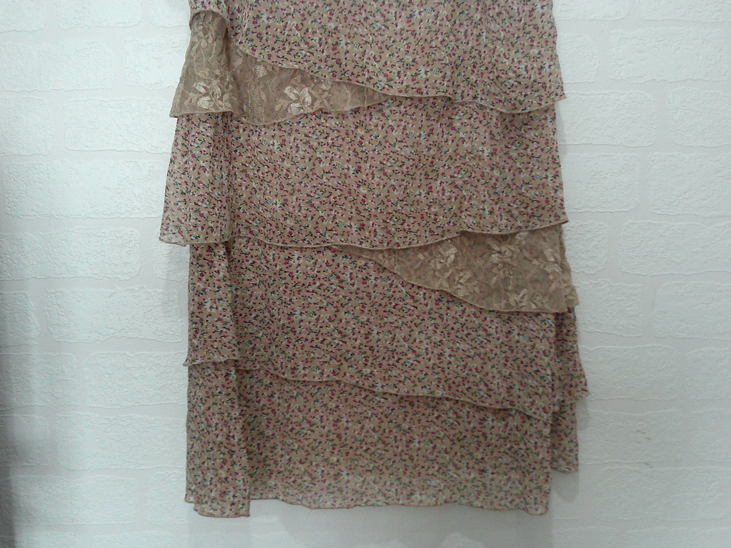 Jacqueline Riu Floral Tiered Dress Size 38EU/UK10 17" PTP - Very Good Condition